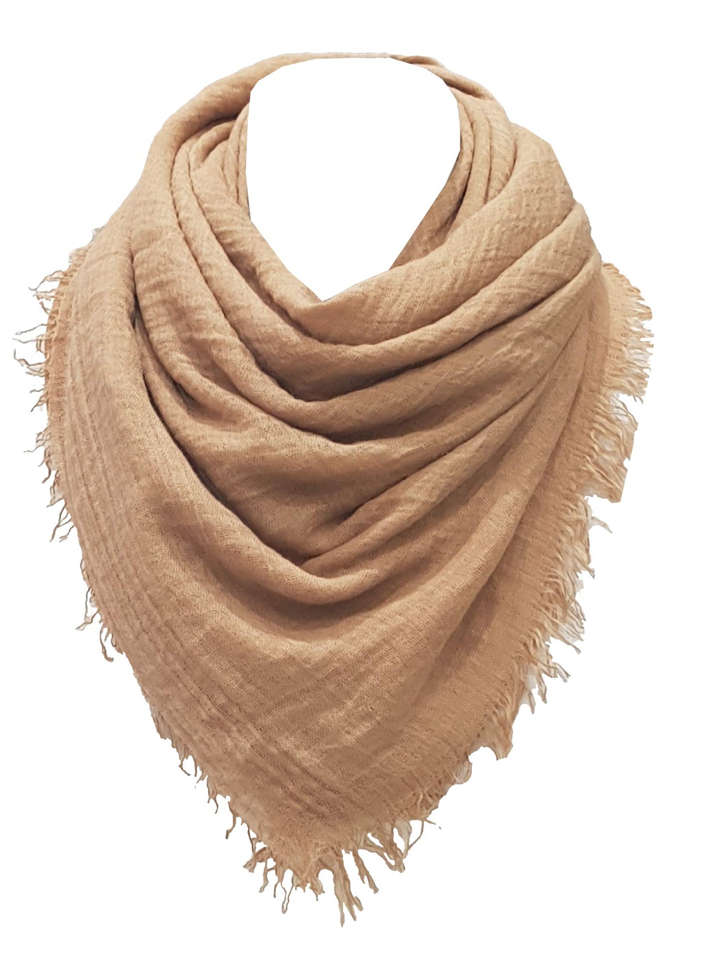 World of Shawls Chic Ladies Cotton Blend Crinkle Distressed Effect Scarf with Fringed Edges