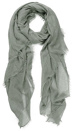 World of Shawls Chic Ladies Cotton Blend Crinkle Distressed Effect Scarf with Fringed Edges