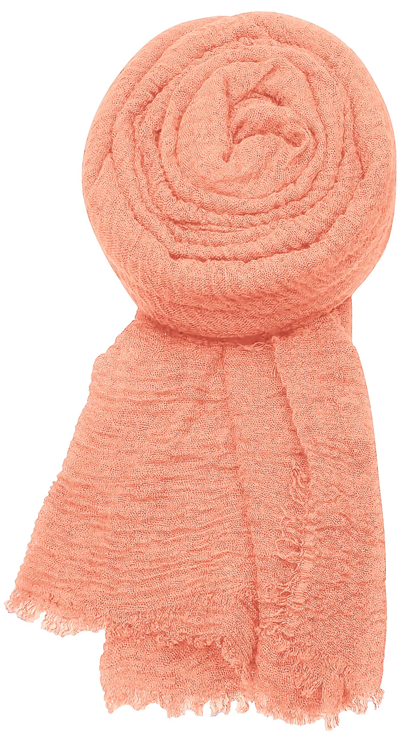 World of Shawls Chic Ladies Cotton Blend Crinkle Distressed Effect Scarf with Fringed Edges