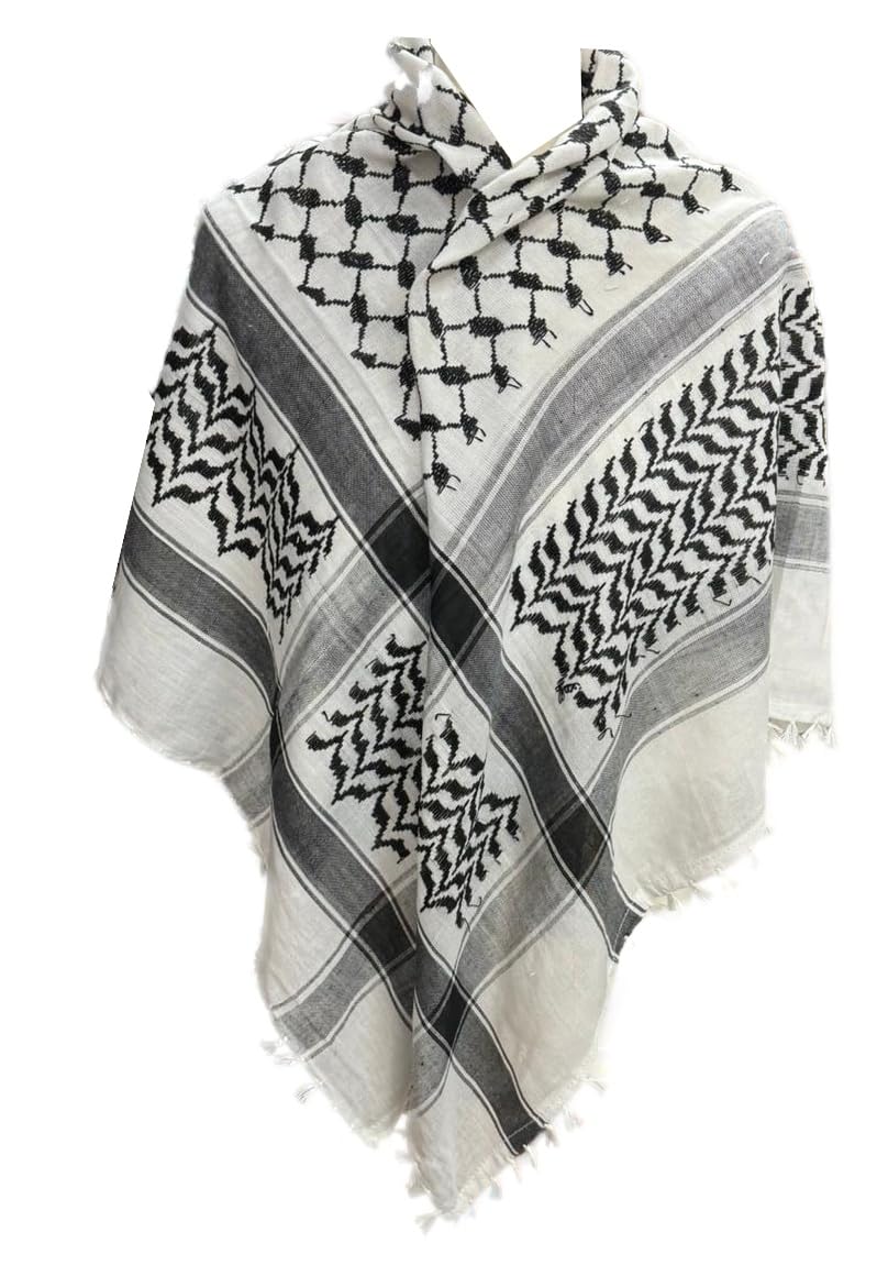 World of Shawls Scarf Military Shemagh Desert Palestinian Arafat Tactical Desert Keffiyeh Head Neck Arab Wrap Without Tassel