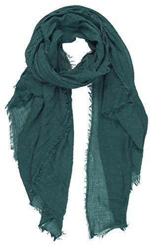 World of Shawls Chic Ladies Cotton Blend Crinkle Distressed Effect Scarf with Fringed Edges