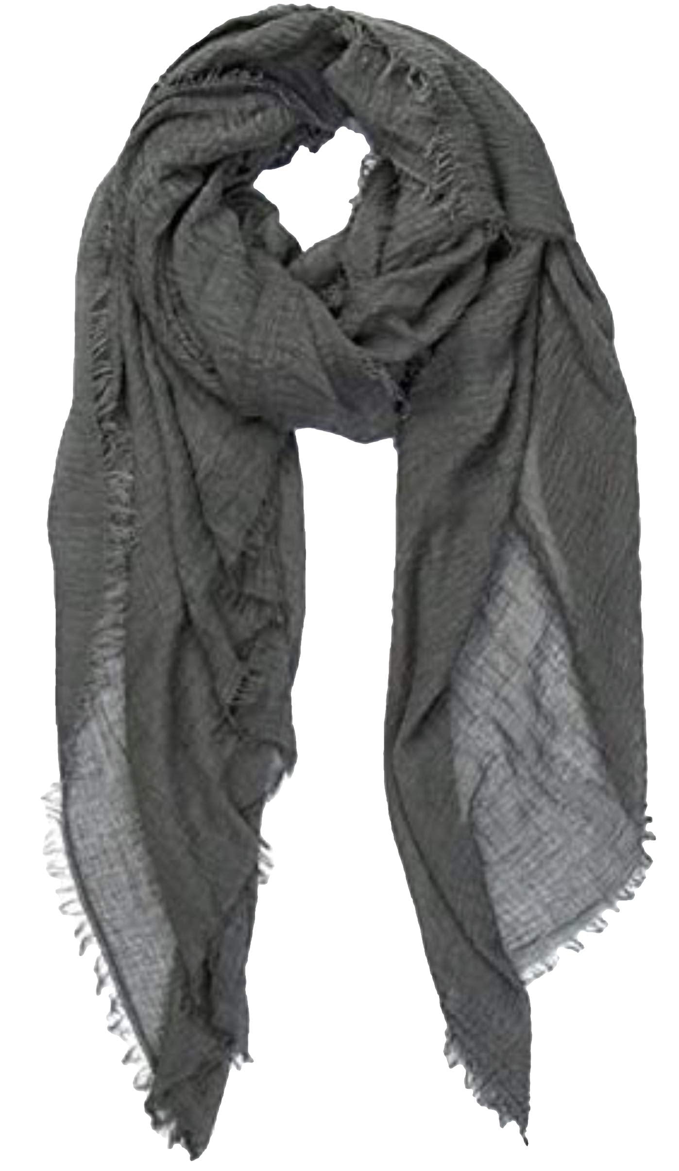 World of Shawls Chic Ladies Cotton Blend Crinkle Distressed Effect Scarf with Fringed Edges