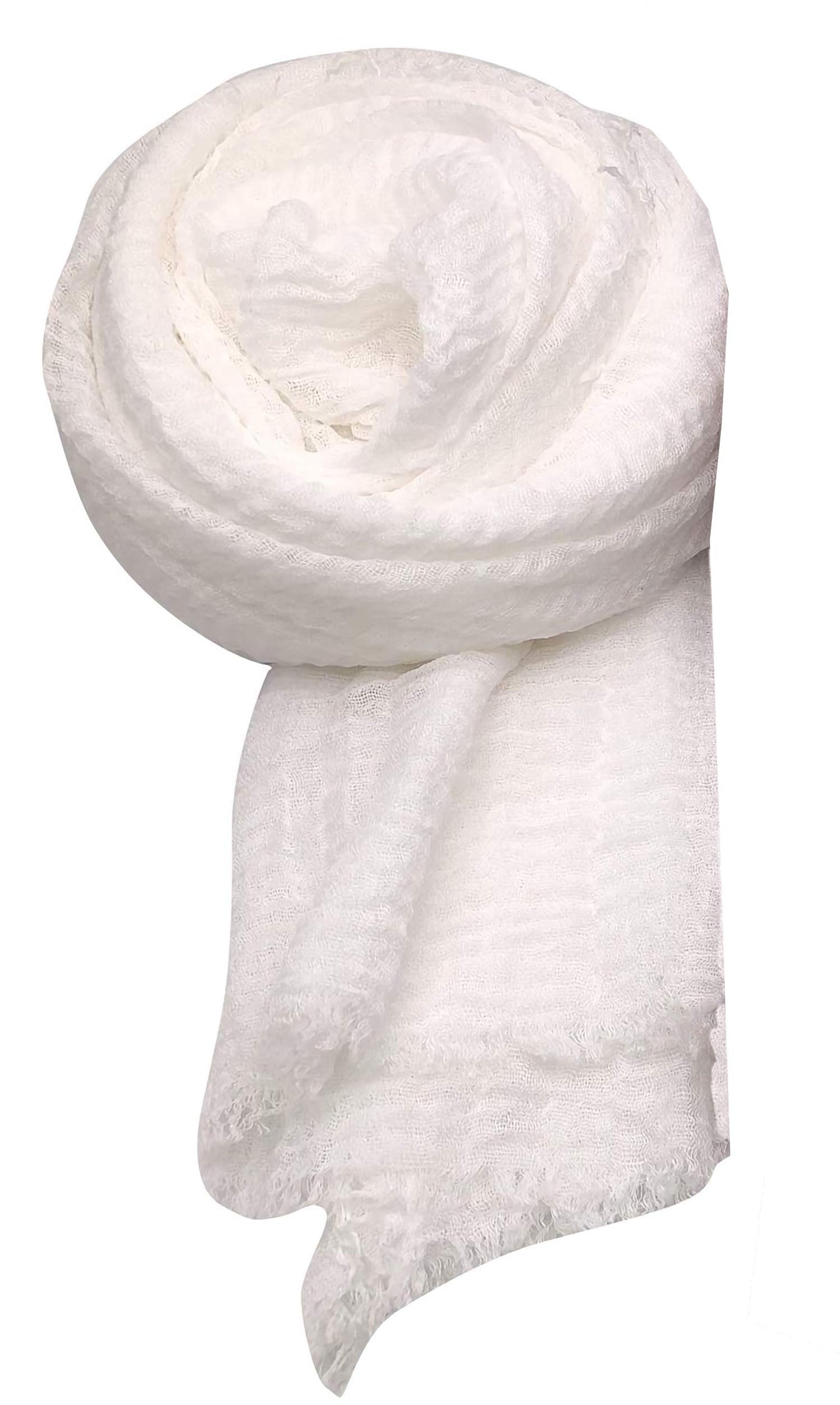 World of Shawls Chic Ladies Cotton Blend Crinkle Distressed Effect Scarf with Fringed Edges