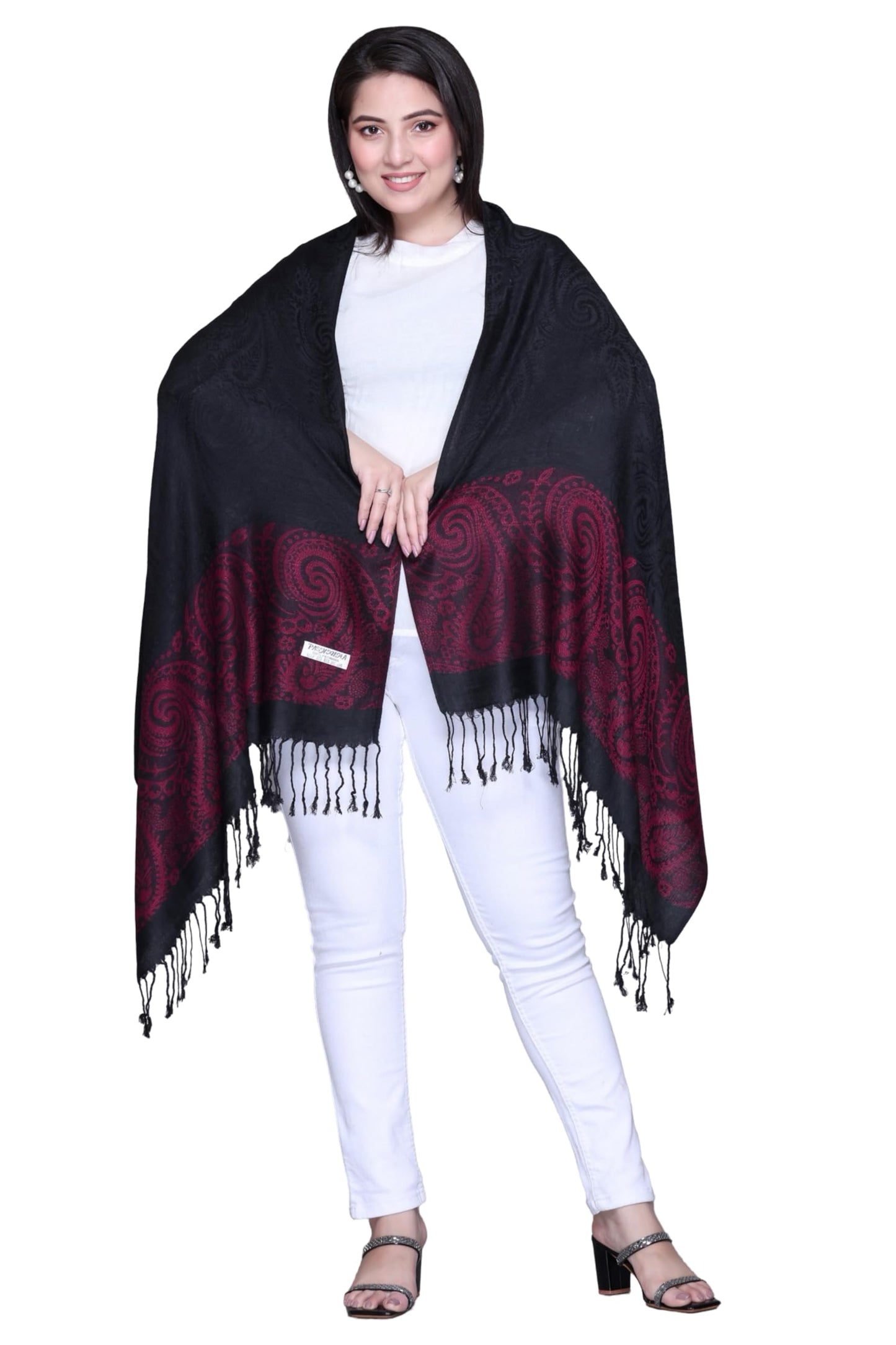 Stylish Paisley Patterned Silk Feel Scarf Shawl, 180 Cm x 70 Cm