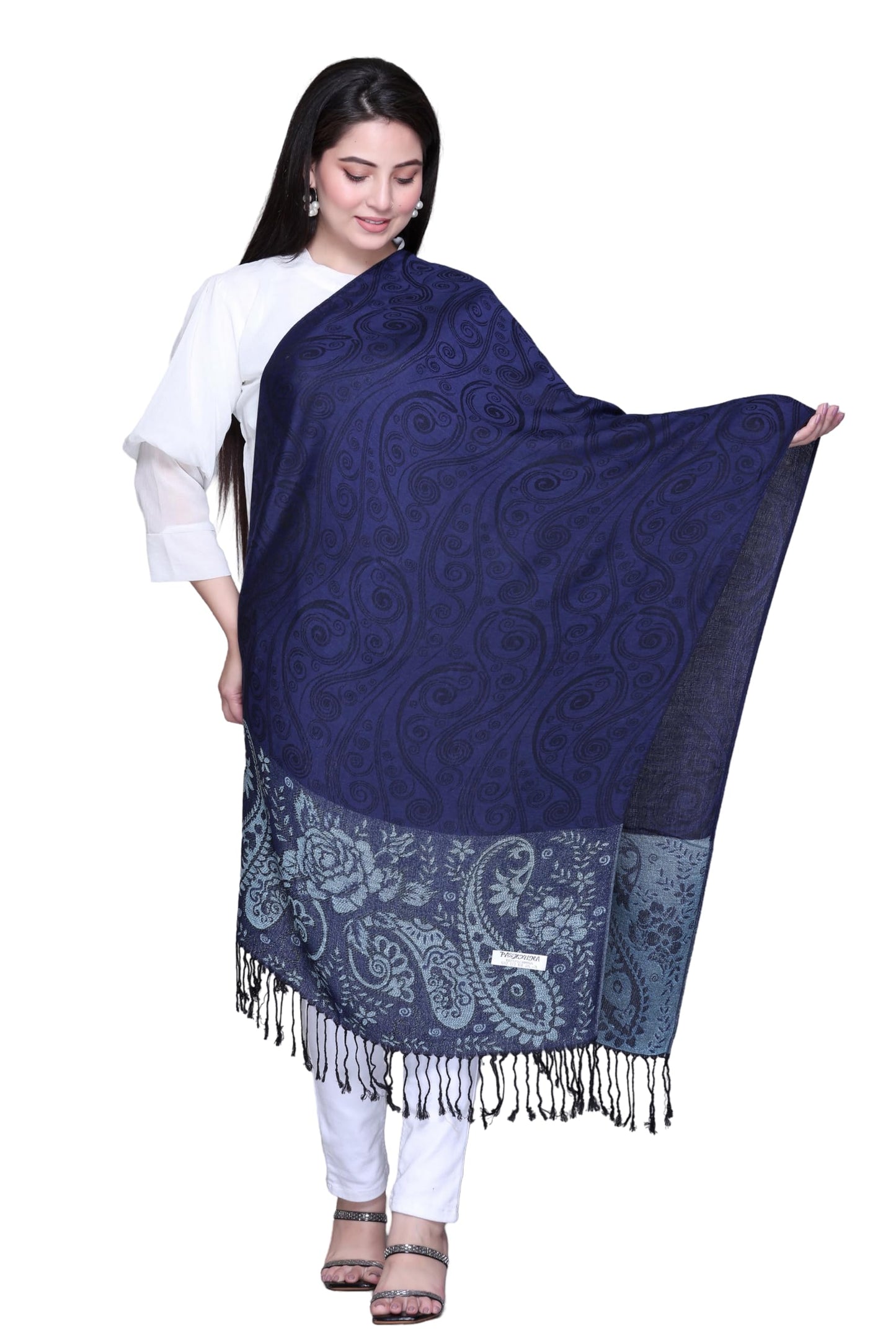 Stylish Paisley Patterned Silk Feel Scarf Shawl, 180 Cm x 70 Cm