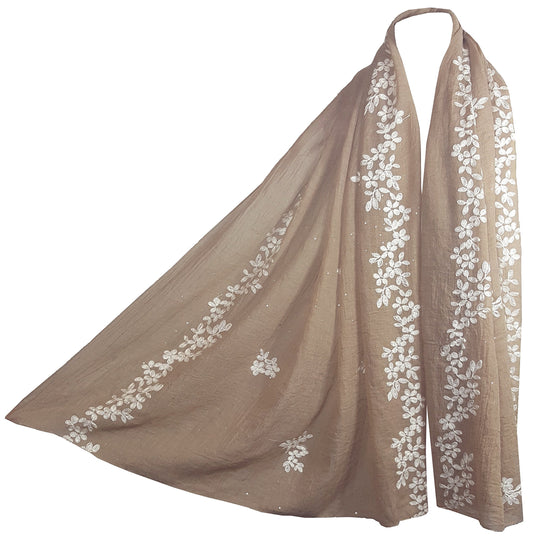 World of Shawls SEASONAL SPECIAL Glitter Sparkle Stardust and Floral Embroidered Scarf Scarves Maxi Wrap
