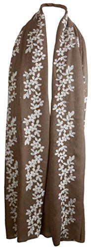 World of Shawls SEASONAL SPECIAL Glitter Sparkle Stardust and Floral Embroidered Scarf Scarves Maxi Wrap