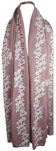 World of Shawls SEASONAL SPECIAL Glitter Sparkle Stardust and Floral Embroidered Scarf Scarves Maxi Wrap