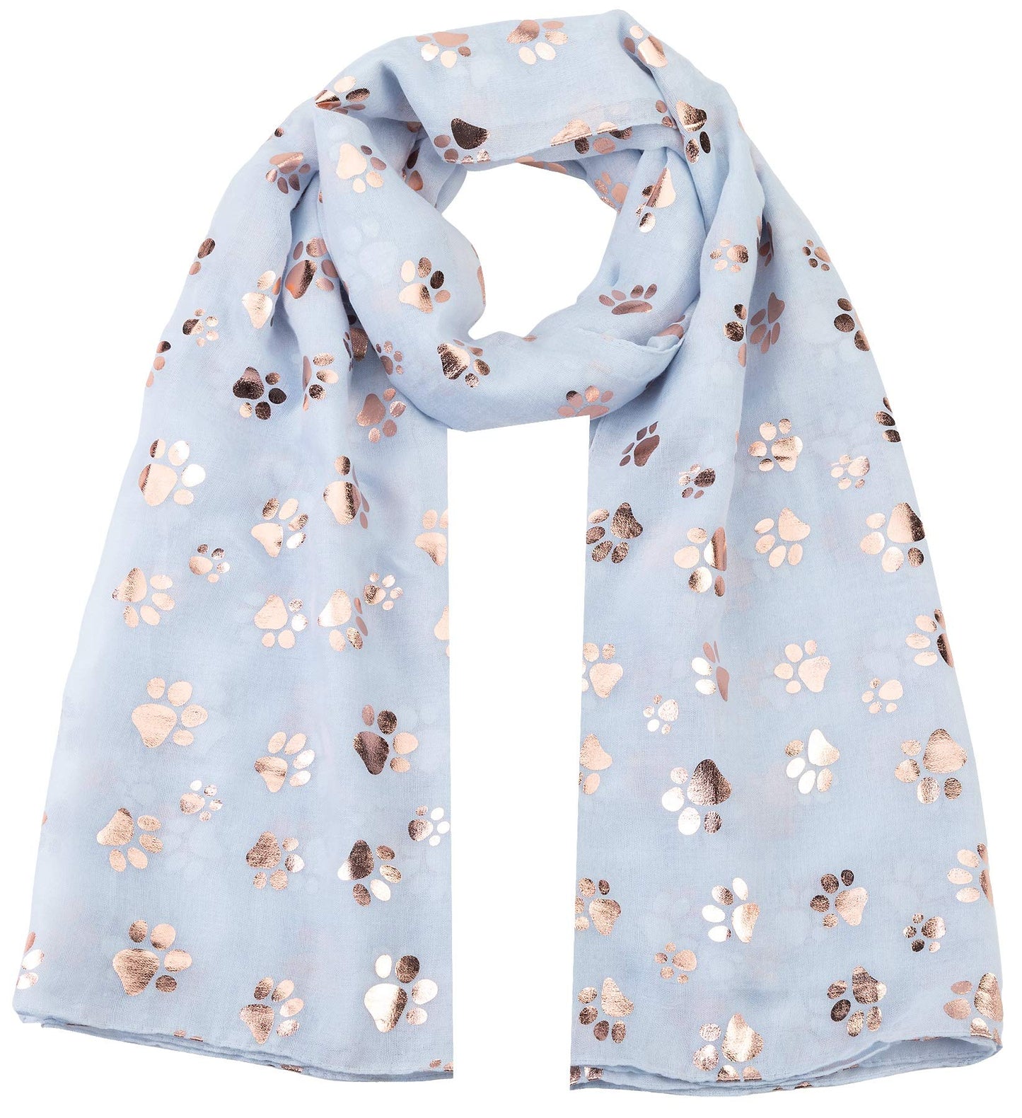 World of Shawls Rose Gold Foiled Animal Dogs Paw Print Scarf Wraps Shawl Scarves