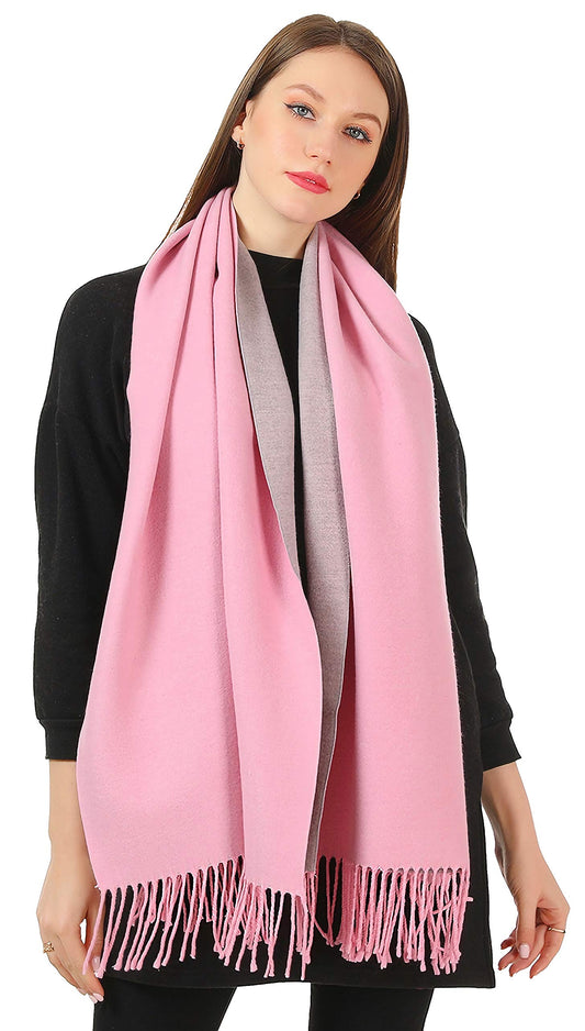 World of Shawls Cashmere-Feel Reversible Winter Scarf – Soft Pashmina Style Shawl Wrap for Women, Long Large Warm Thick Ladies Blanket Scarf