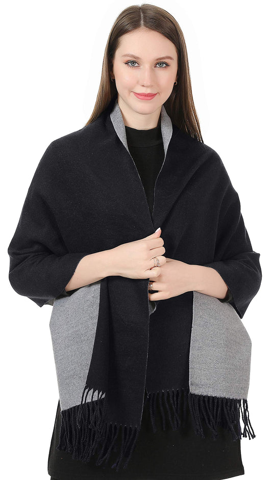 World of Shawls Cashmere-Feel Reversible Winter Scarf – Soft Pashmina Style Shawl Wrap for Women, Long Large Warm Thick Ladies Blanket Scarf
