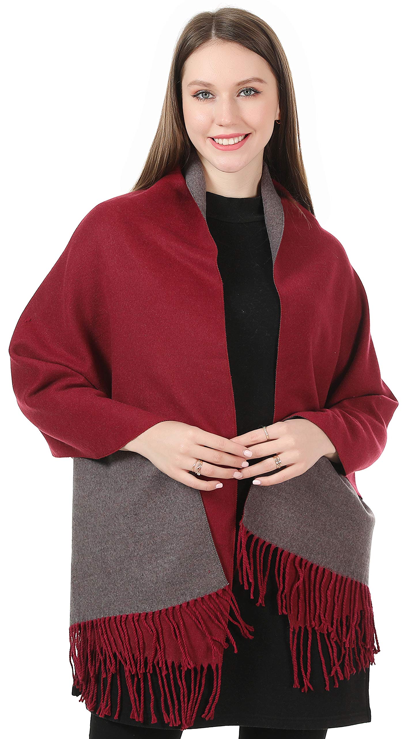 World of Shawls Cashmere-Feel Reversible Winter Scarf – Soft Pashmina Style Shawl Wrap for Women, Long Large Warm Thick Ladies Blanket Scarf