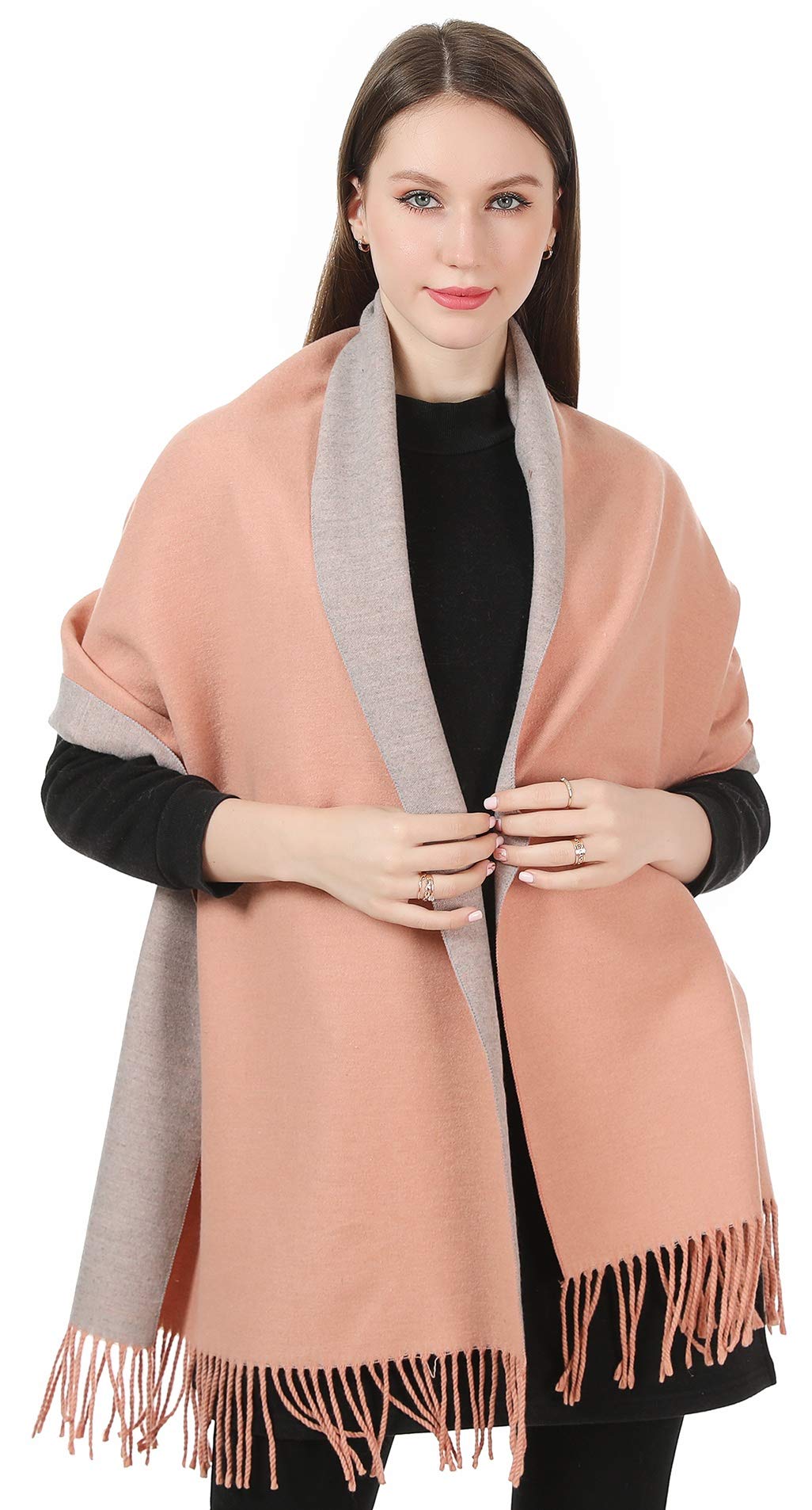 World of Shawls Cashmere-Feel Reversible Winter Scarf – Soft Pashmina Style Shawl Wrap for Women, Long Large Warm Thick Ladies Blanket Scarf