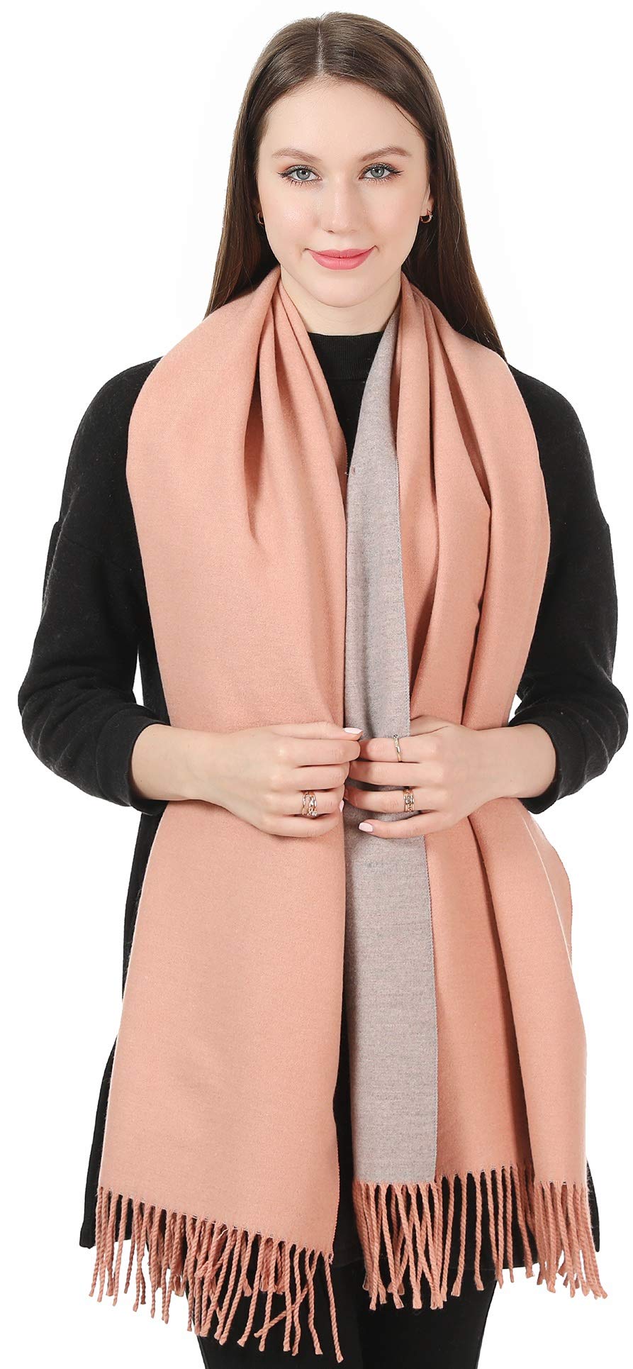 World of Shawls Cashmere-Feel Reversible Winter Scarf – Soft Pashmina Style Shawl Wrap for Women, Long Large Warm Thick Ladies Blanket Scarf