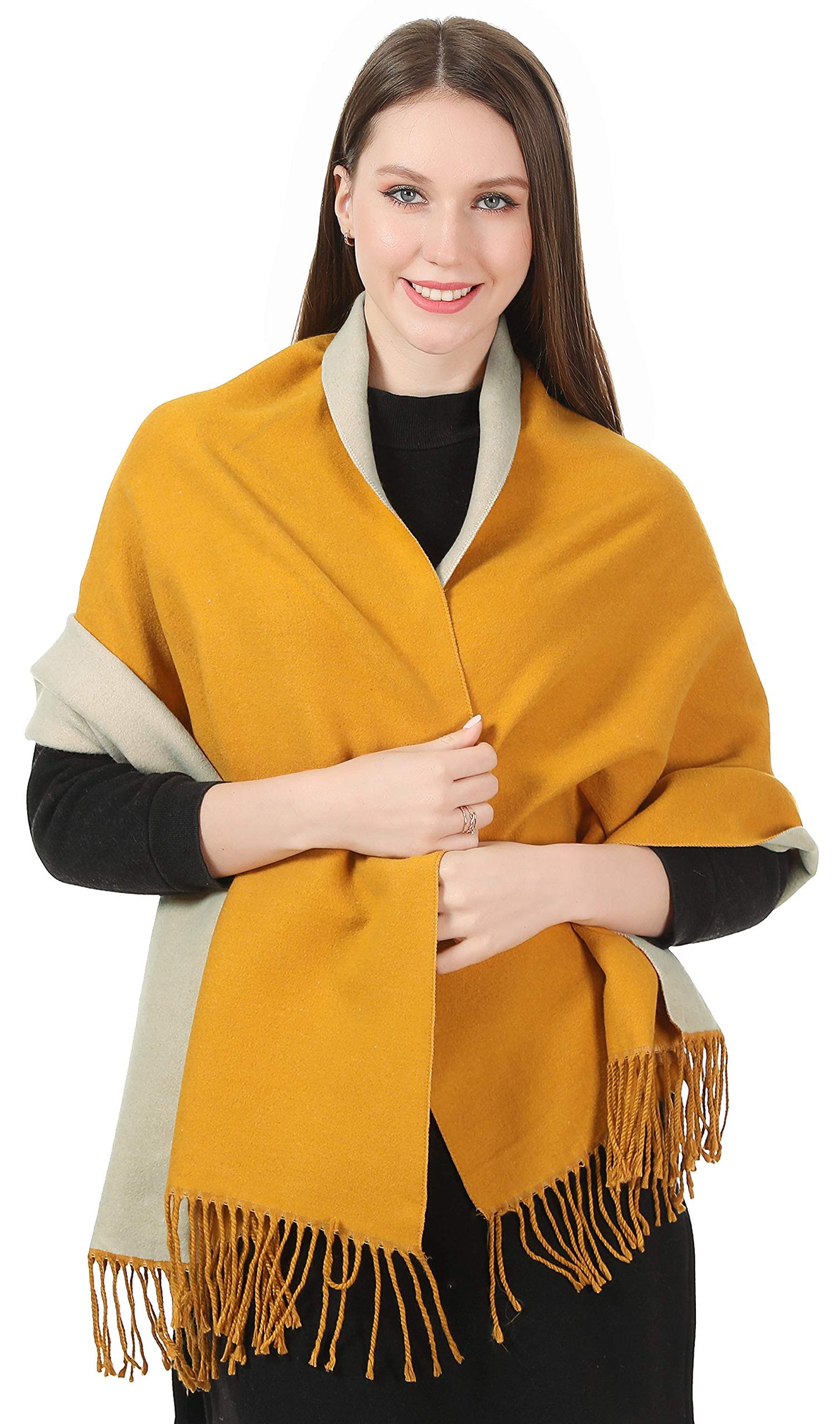 World of Shawls Cashmere-Feel Reversible Winter Scarf – Soft Pashmina Style Shawl Wrap for Women, Long Large Warm Thick Ladies Blanket Scarf