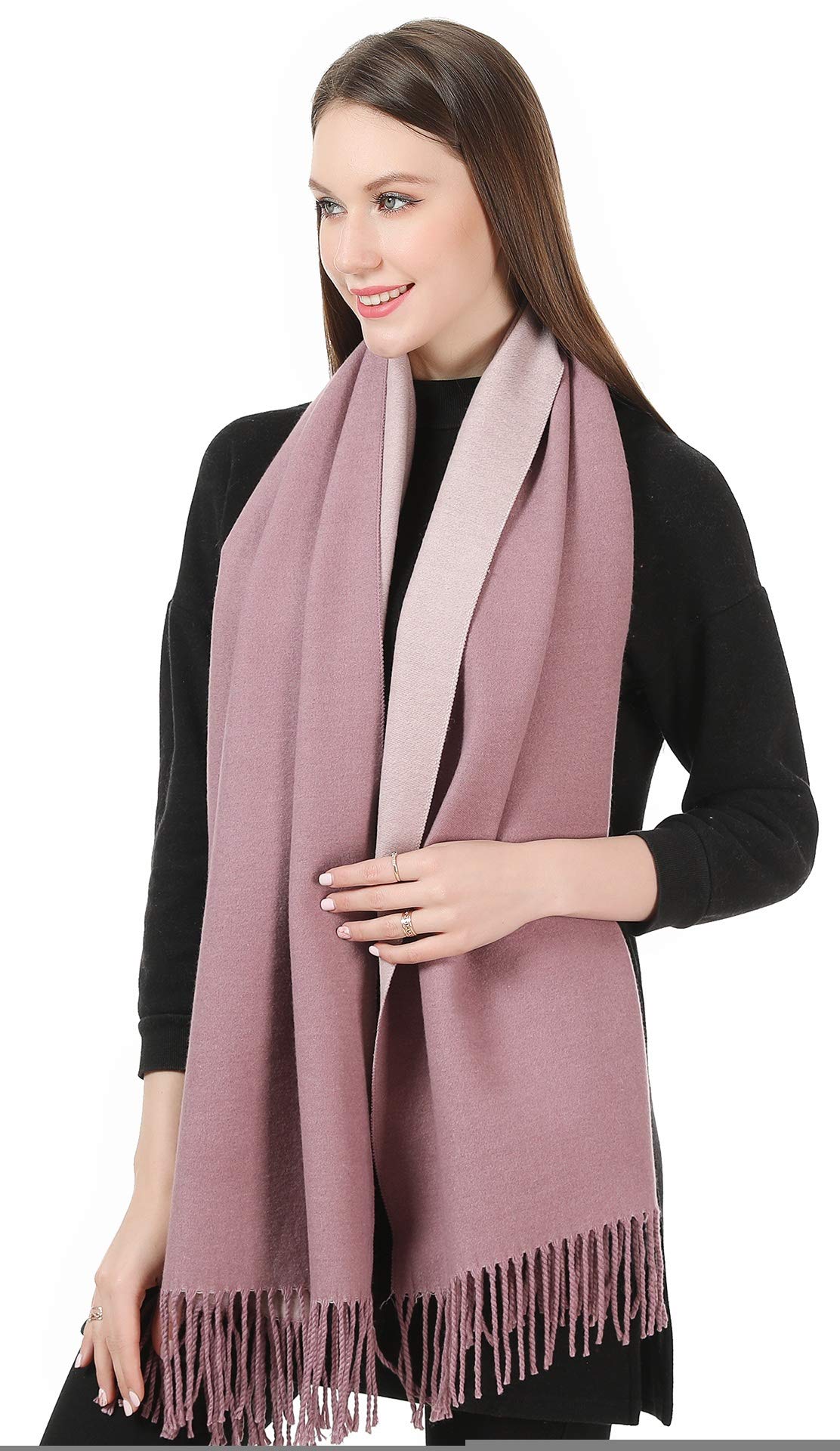 World of Shawls Cashmere-Feel Reversible Winter Scarf – Soft Pashmina Style Shawl Wrap for Women, Long Large Warm Thick Ladies Blanket Scarf