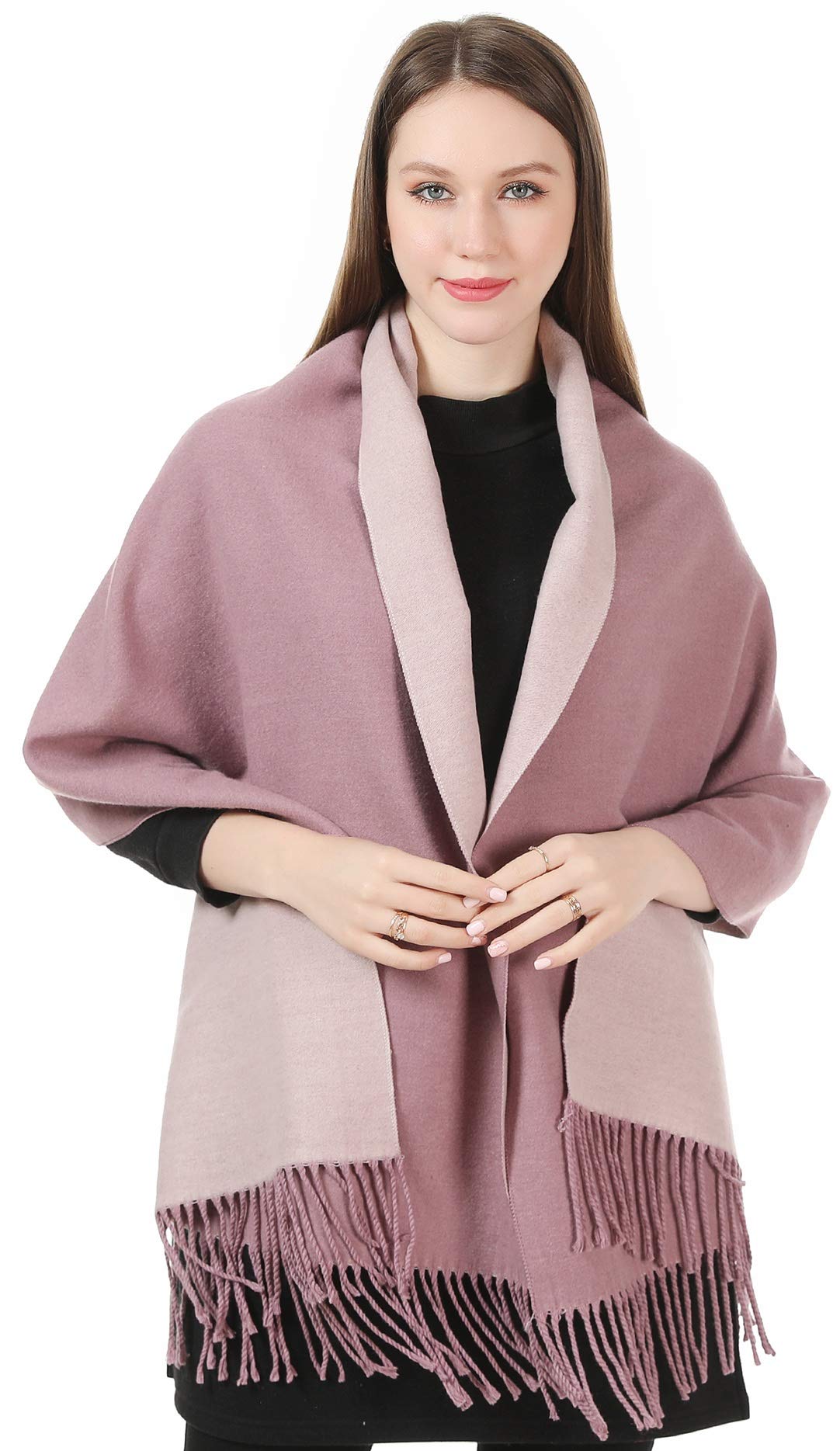 World of Shawls Cashmere-Feel Reversible Winter Scarf – Soft Pashmina Style Shawl Wrap for Women, Long Large Warm Thick Ladies Blanket Scarf