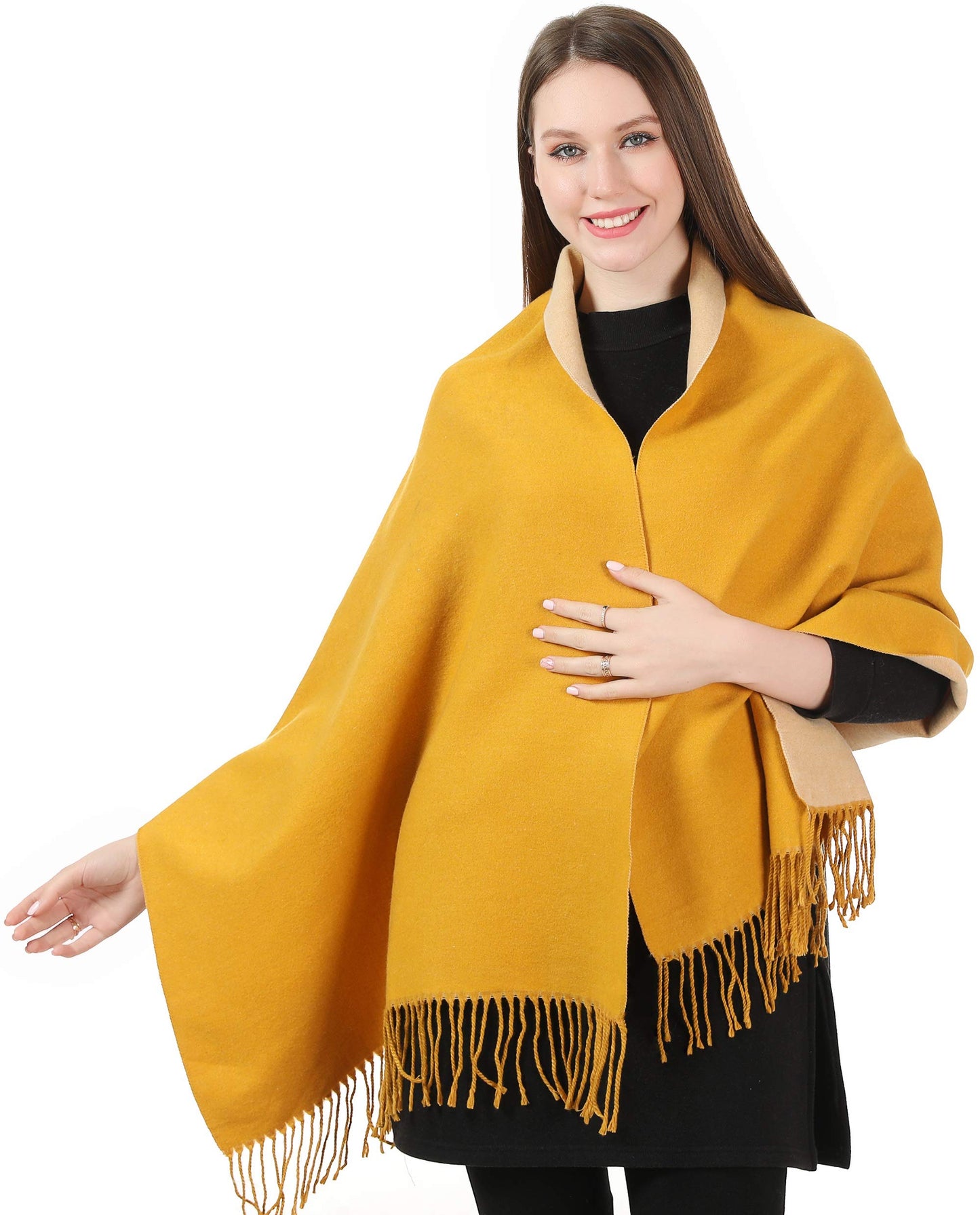 World of Shawls Cashmere-Feel Reversible Winter Scarf – Soft Pashmina Style Shawl Wrap for Women, Long Large Warm Thick Ladies Blanket Scarf