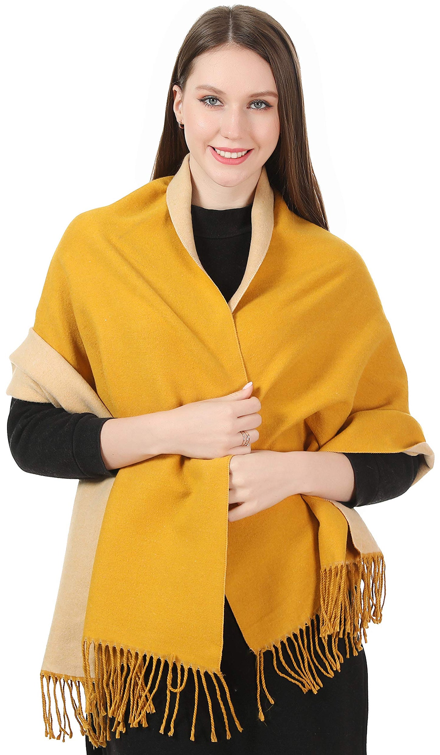 World of Shawls Cashmere-Feel Reversible Winter Scarf – Soft Pashmina Style Shawl Wrap for Women, Long Large Warm Thick Ladies Blanket Scarf