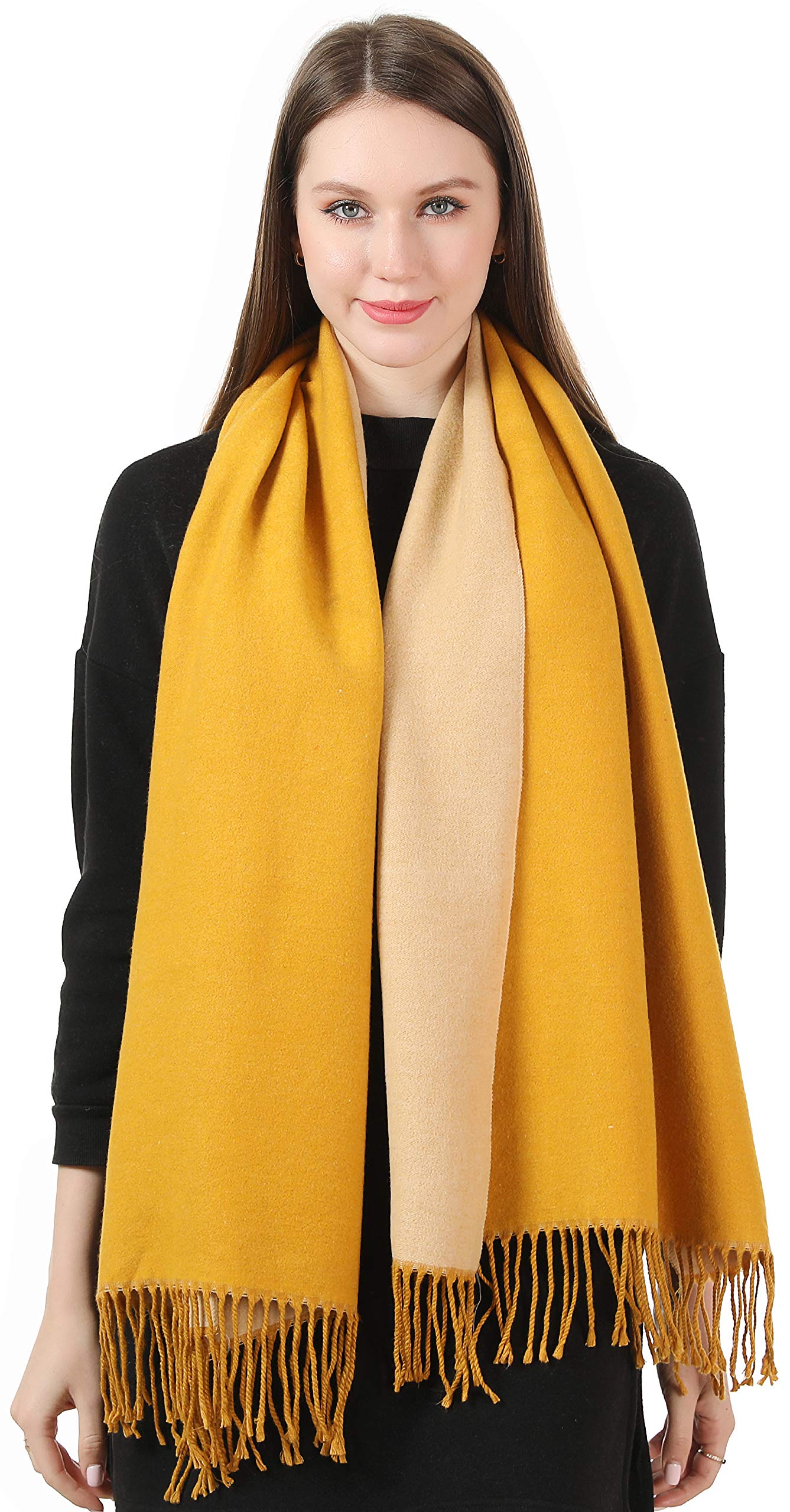 World of Shawls Cashmere-Feel Reversible Winter Scarf – Soft Pashmina Style Shawl Wrap for Women, Long Large Warm Thick Ladies Blanket Scarf