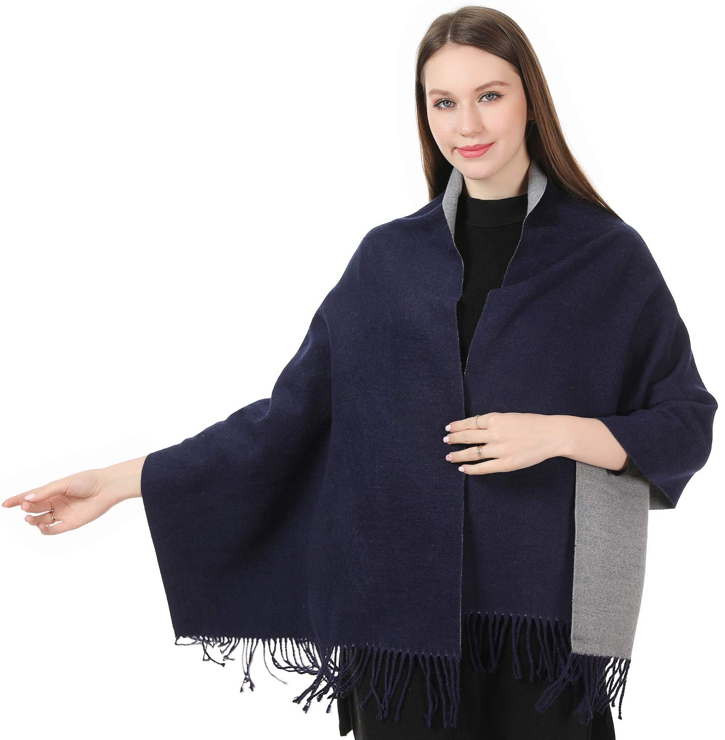 World of Shawls Cashmere-Feel Reversible Winter Scarf – Soft Pashmina Style Shawl Wrap for Women, Long Large Warm Thick Ladies Blanket Scarf