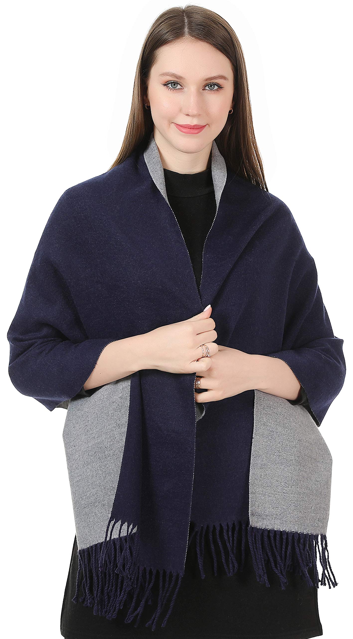 World of Shawls Cashmere-Feel Reversible Winter Scarf – Soft Pashmina Style Shawl Wrap for Women, Long Large Warm Thick Ladies Blanket Scarf