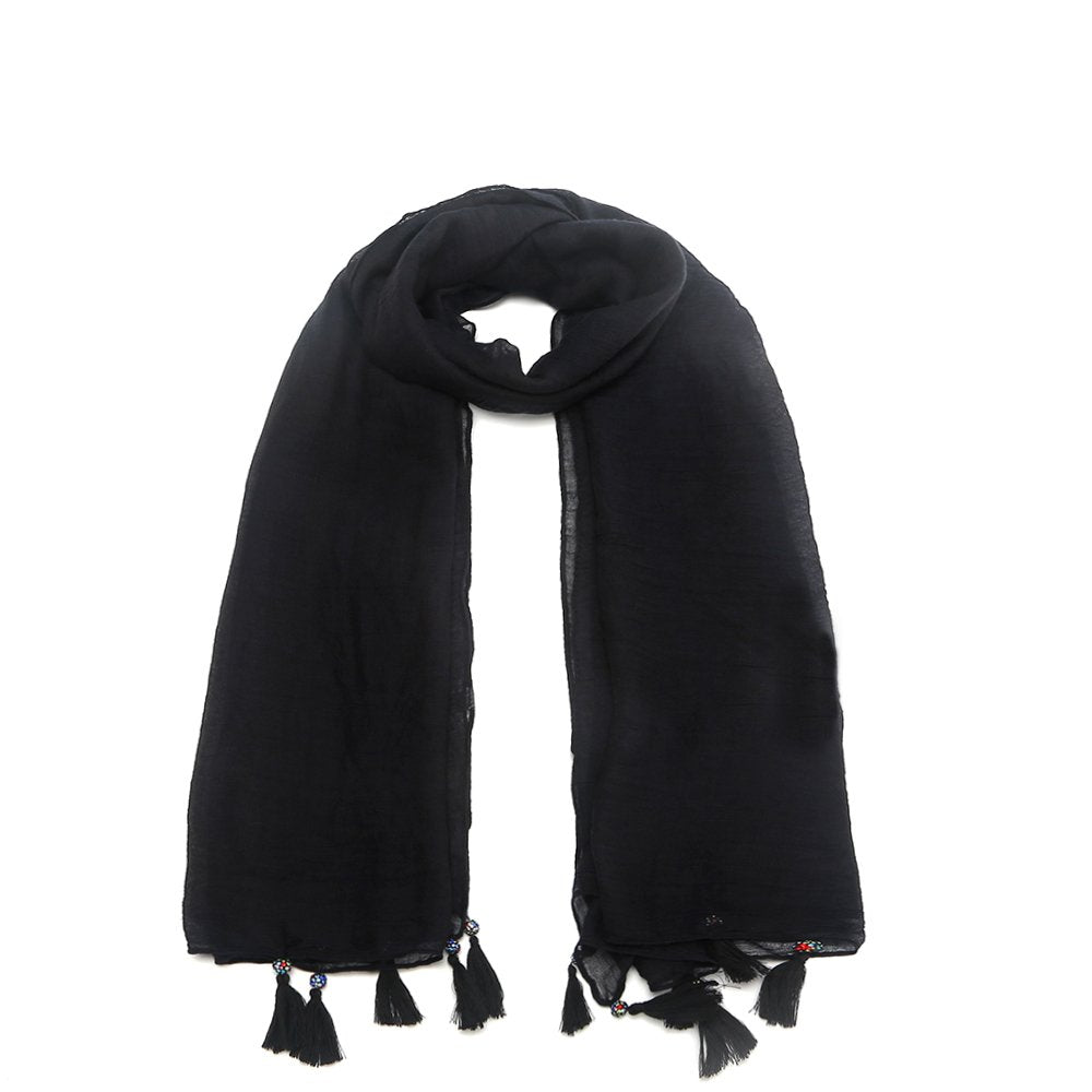 World of Shawls NEW Ladies Mogul Style Beaded Tassel Scarf Maxi Wrap Shawl Hijab Pashmina Style Large Warm and Soft Wedding Party Occasion