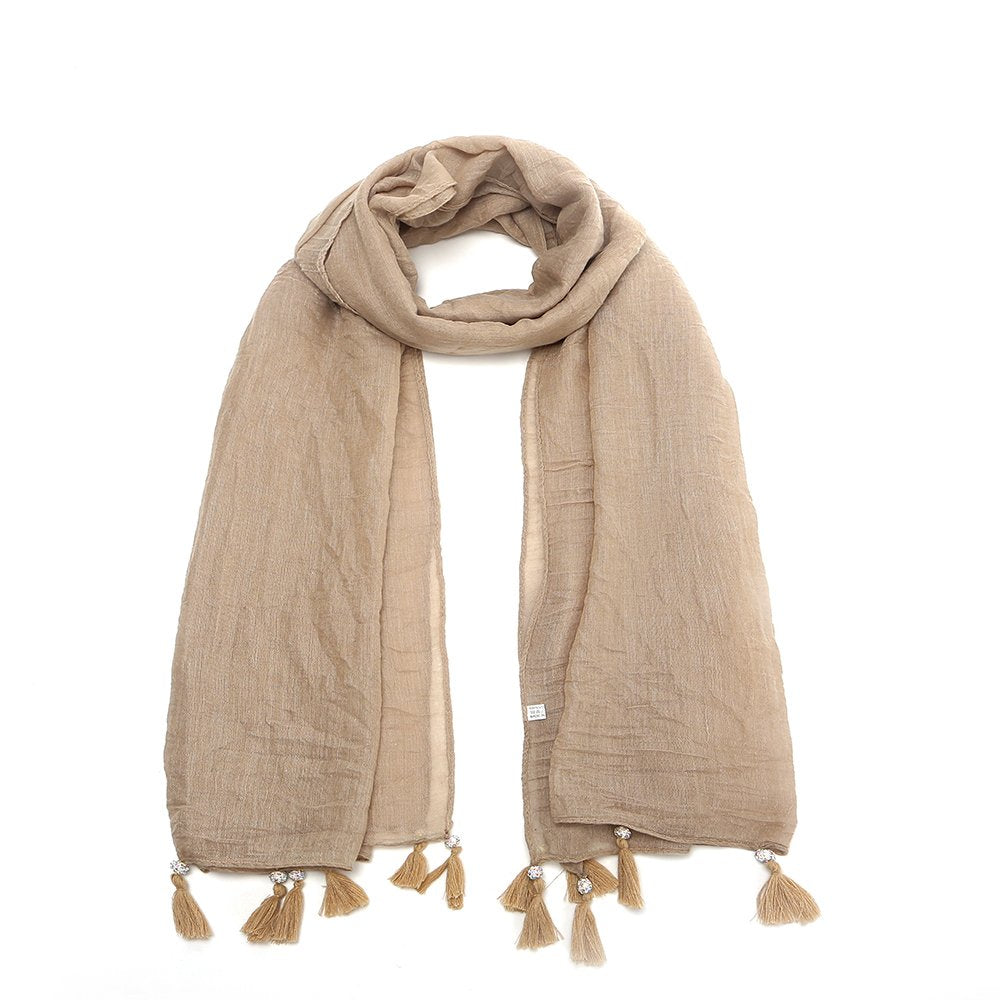 World of Shawls NEW Ladies Mogul Style Beaded Tassel Scarf Maxi Wrap Shawl Hijab Pashmina Style Large Warm and Soft Wedding Party Occasion