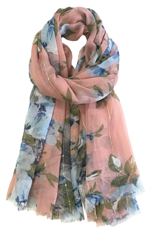 World of Shawls Eye-Catching Floral Scarf for Women Ladies with Delicate Sequin Insets
