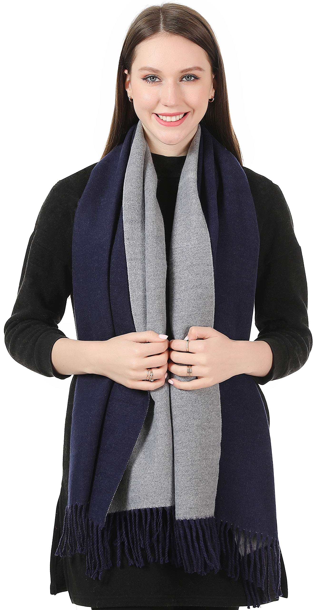 World of Shawls Cashmere-Feel Reversible Winter Scarf – Soft Pashmina Style Shawl Wrap for Women, Long Large Warm Thick Ladies Blanket Scarf
