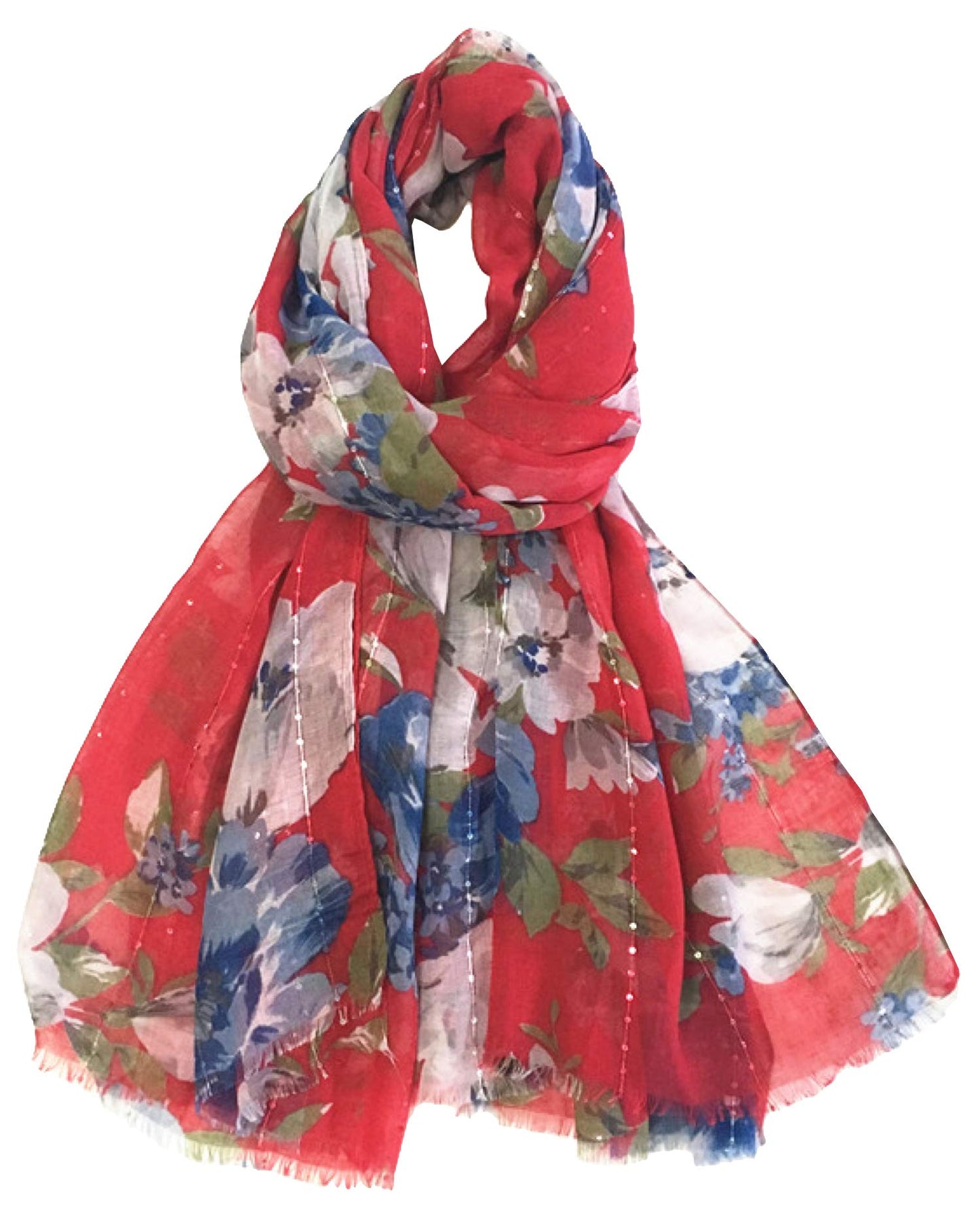 World of Shawls Eye-Catching Floral Scarf for Women Ladies with Delicate Sequin Insets