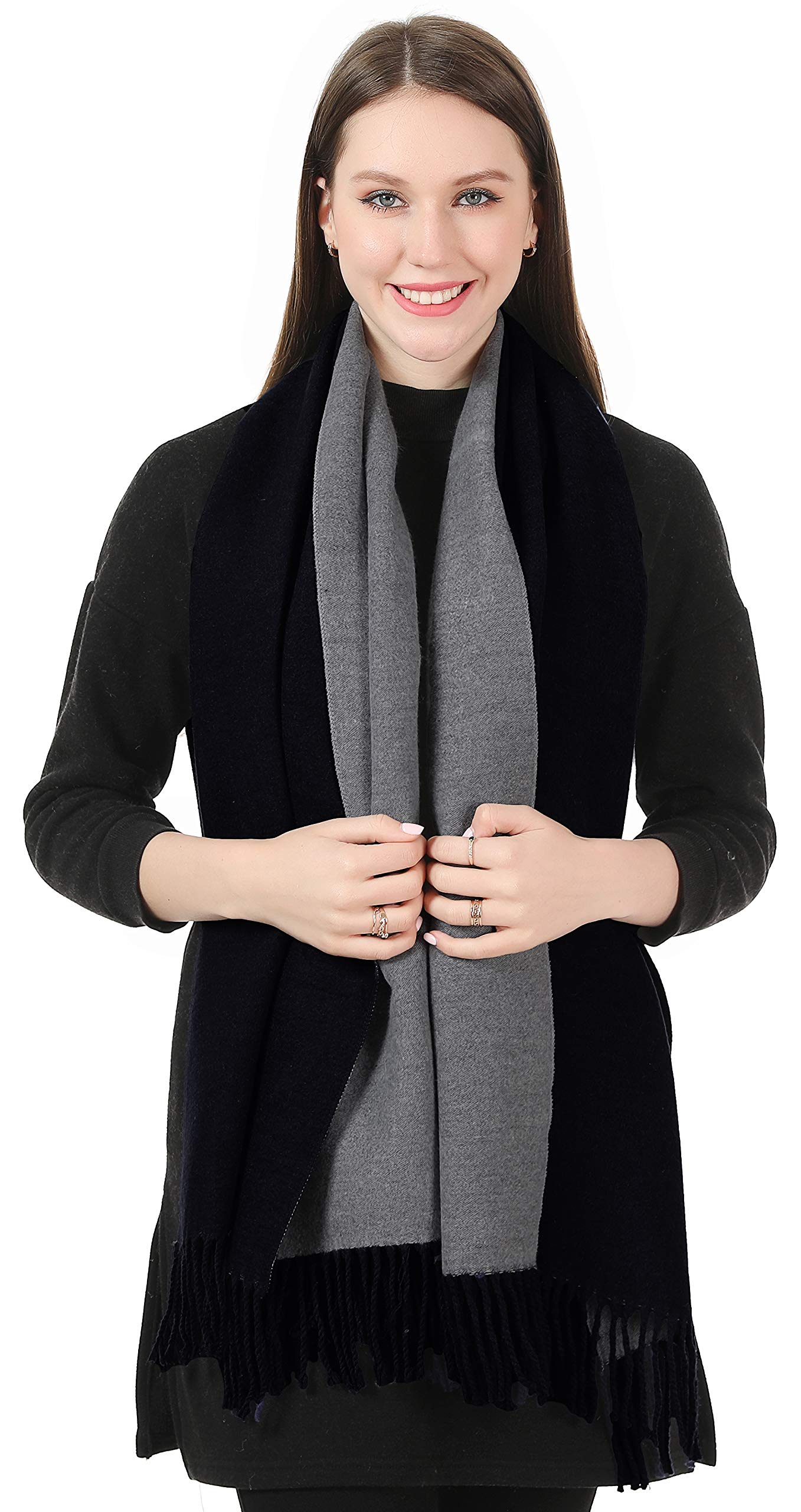 World of Shawls Cashmere-Feel Reversible Winter Scarf – Soft Pashmina Style Shawl Wrap for Women, Long Large Warm Thick Ladies Blanket Scarf