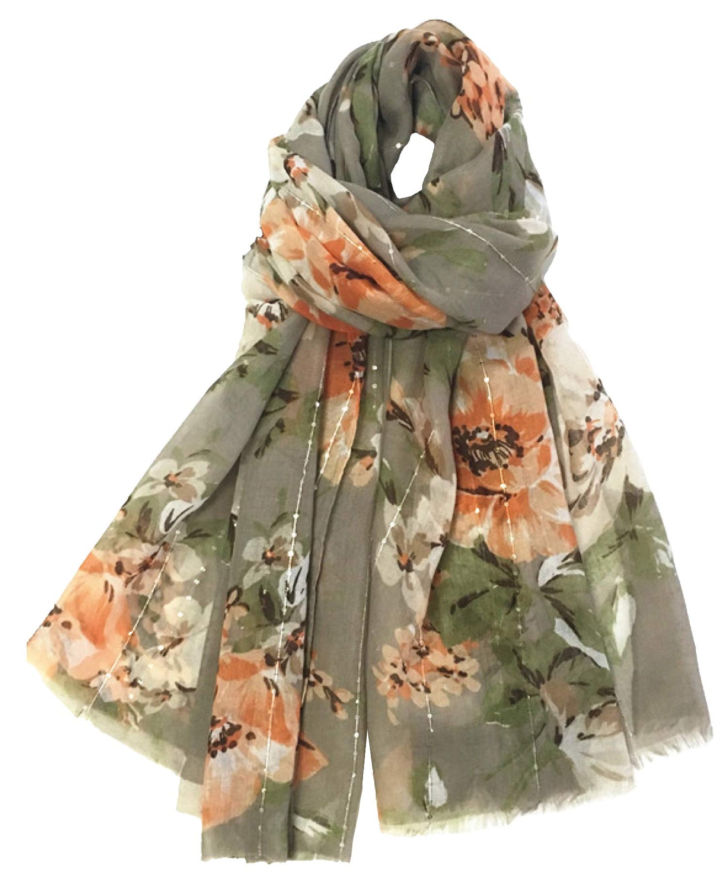 World of Shawls Eye-Catching Floral Scarf for Women Ladies with Delicate Sequin Insets