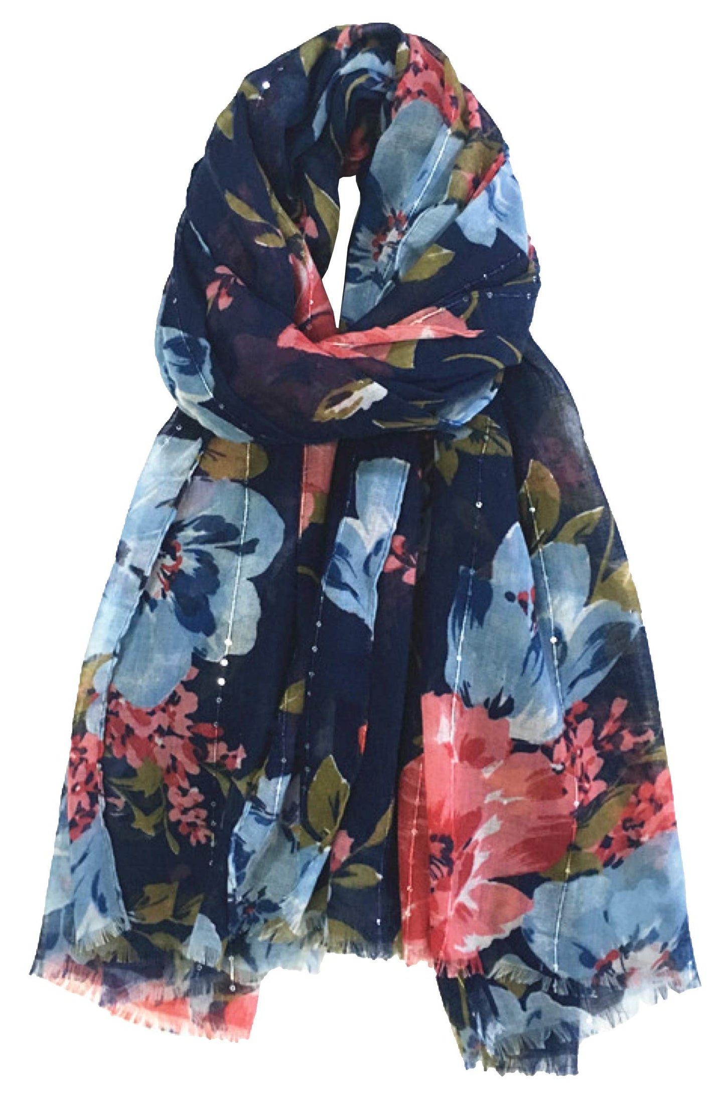 World of Shawls Eye-Catching Floral Scarf for Women Ladies with Delicate Sequin Insets