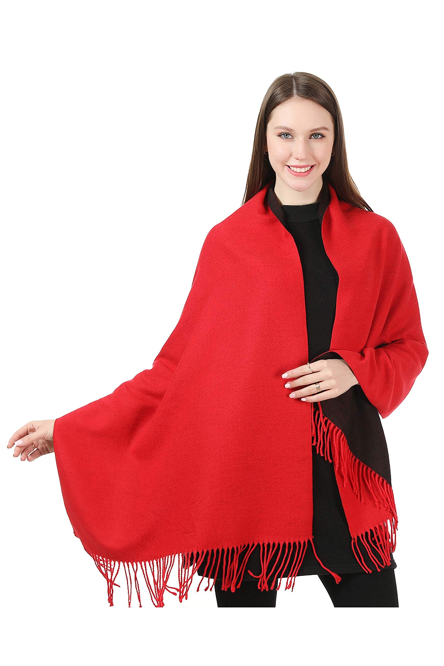 World of Shawls Cashmere-Feel Reversible Winter Scarf – Soft Pashmina Style Shawl Wrap for Women, Long Large Warm Thick Ladies Blanket Scarf