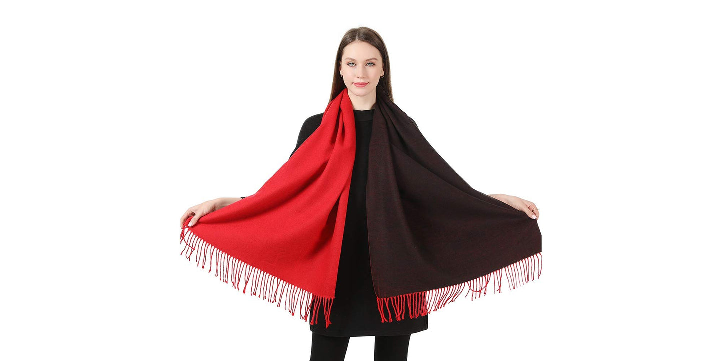 World of Shawls Cashmere-Feel Reversible Winter Scarf – Soft Pashmina Style Shawl Wrap for Women, Long Large Warm Thick Ladies Blanket Scarf
