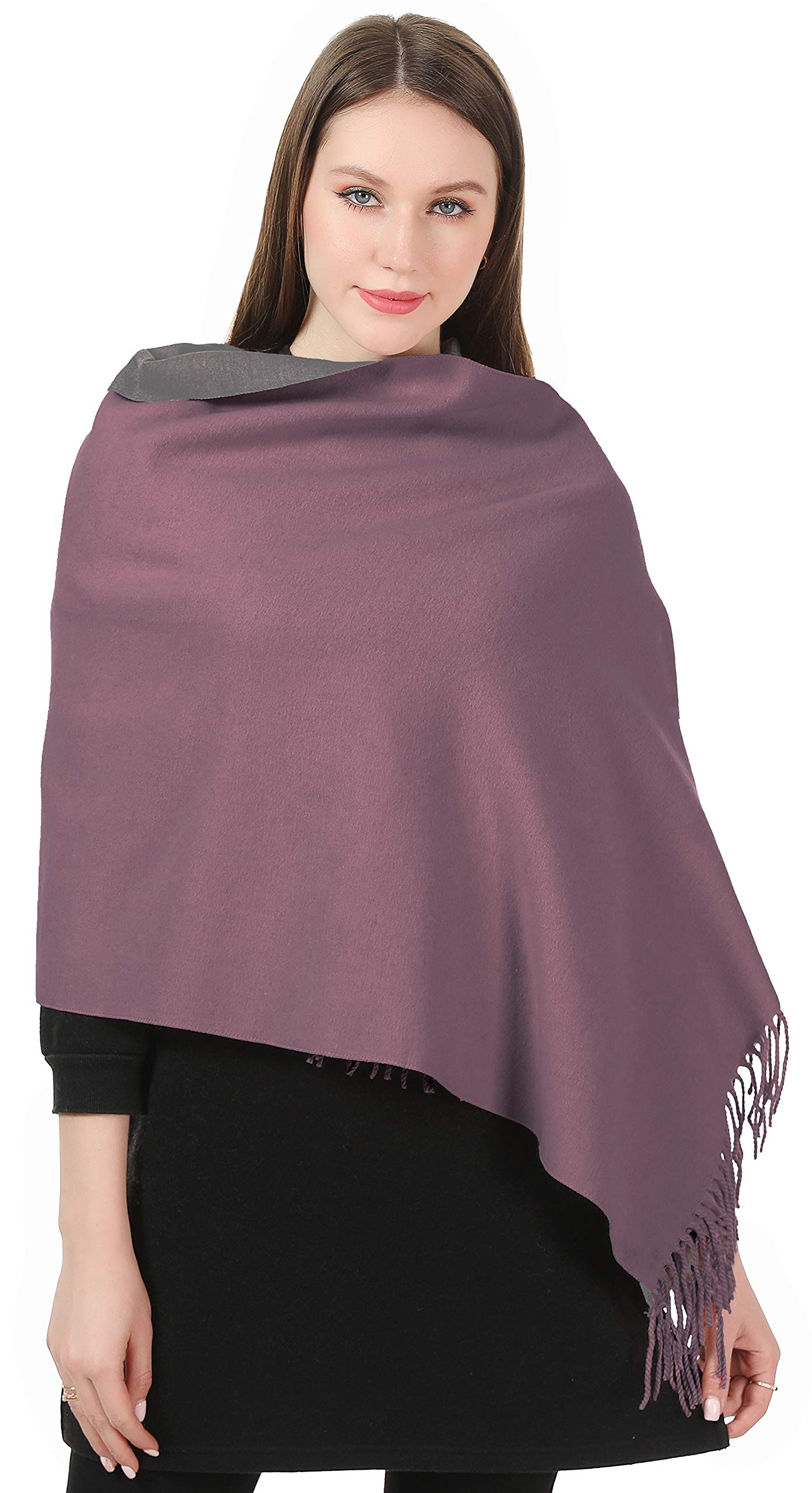 World of Shawls Cashmere-Feel Reversible Winter Scarf – Soft Pashmina Style Shawl Wrap for Women, Long Large Warm Thick Ladies Blanket Scarf