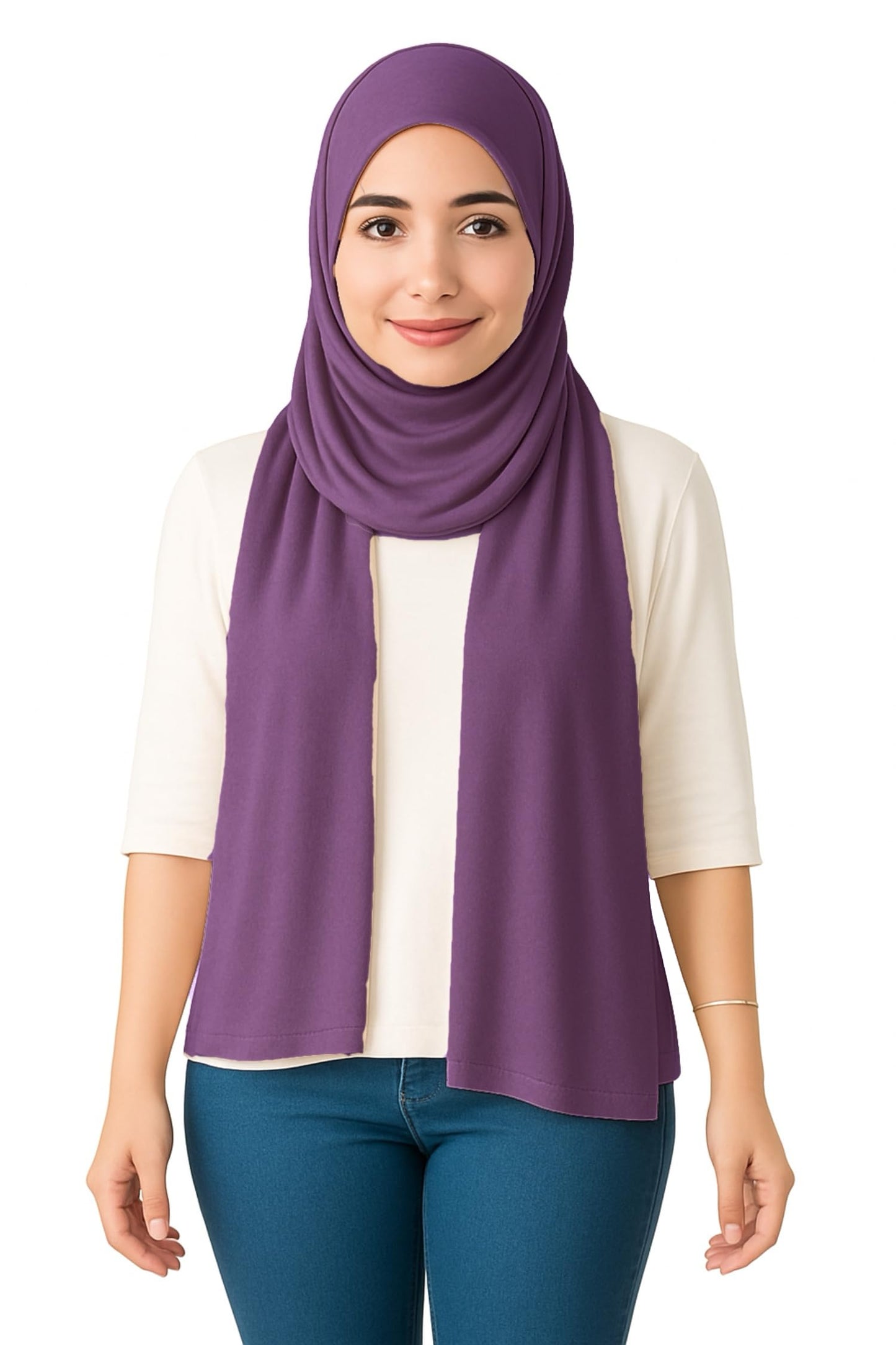 World of Shawls Double Stitched Premium Jersey Hijab for Women Girls Soft Breathable Head Scarf | Non-Slip Modest Wrap for Daily Wear, Prayer Lightweight, Long Islamic Hijab Shawl Made in Turkey