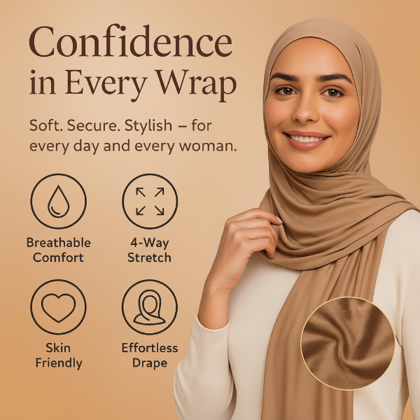 World of Shawls Double Stitched Premium Jersey Hijab for Women Girls Soft Breathable Head Scarf | Non-Slip Modest Wrap for Daily Wear, Prayer Lightweight, Long Islamic Hijab Shawl Made in Turkey