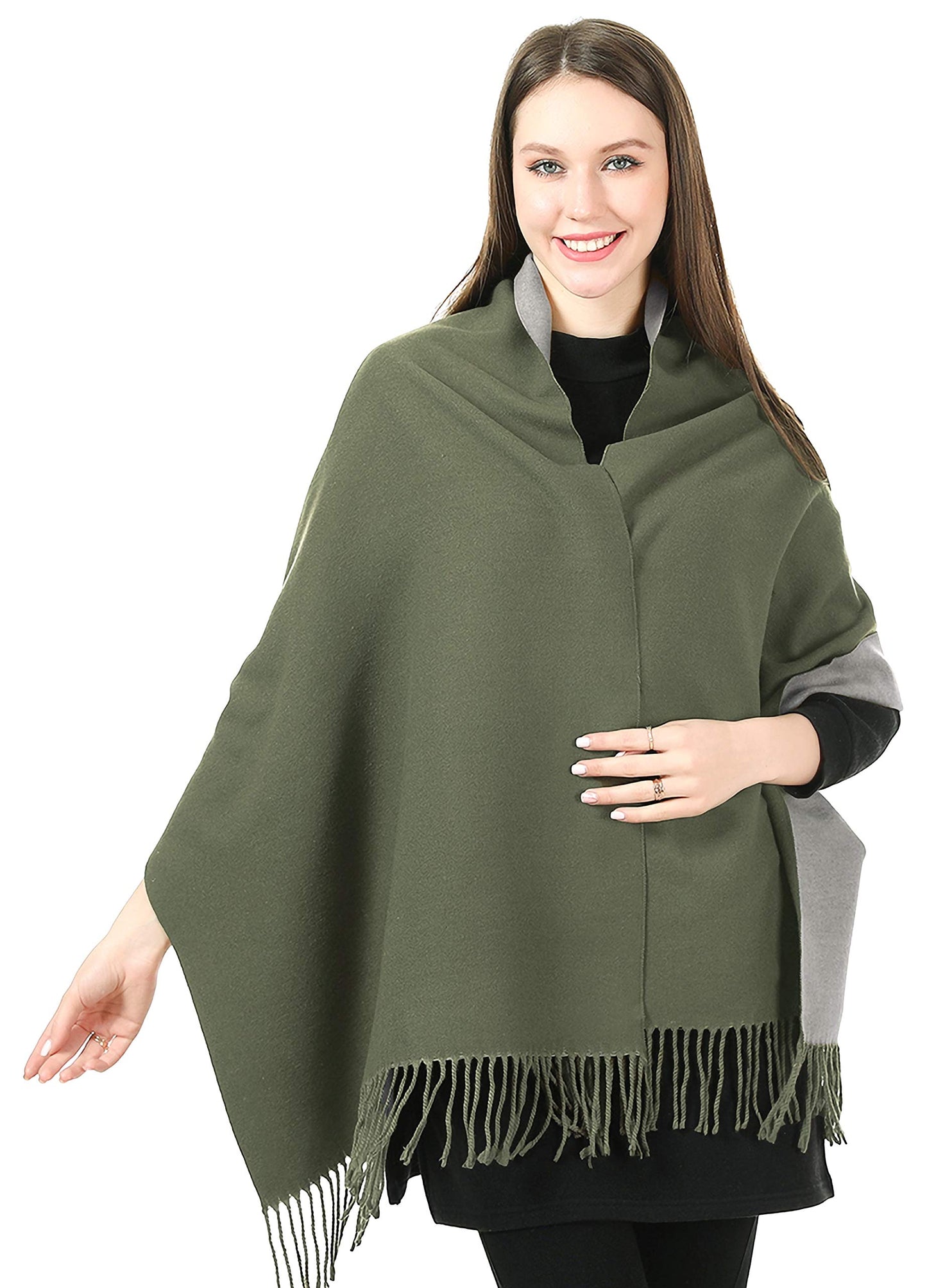 World of Shawls Cashmere-Feel Reversible Winter Scarf – Soft Pashmina Style Shawl Wrap for Women, Long Large Warm Thick Ladies Blanket Scarf