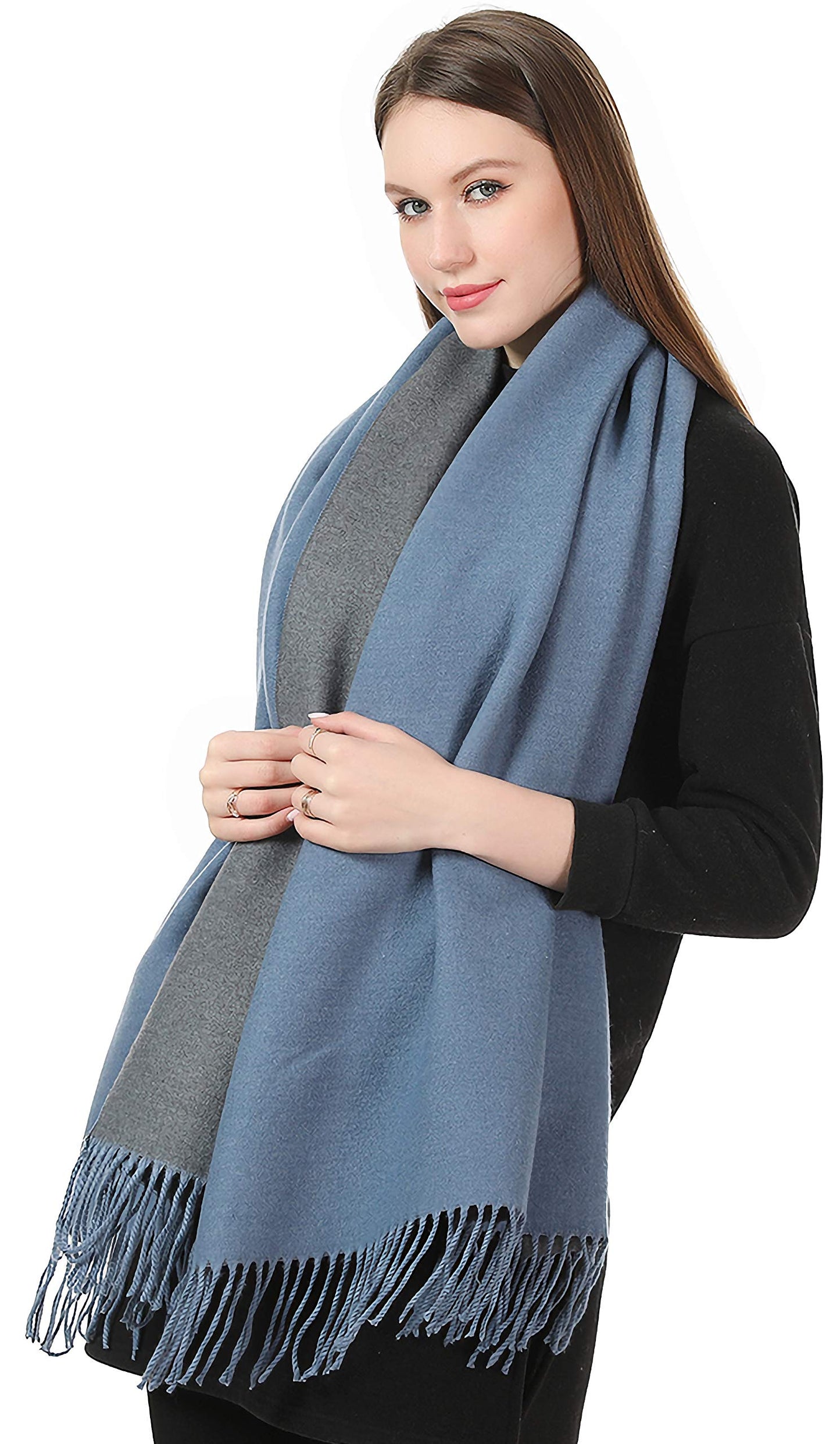 World of Shawls Cashmere-Feel Reversible Winter Scarf – Soft Pashmina Style Shawl Wrap for Women, Long Large Warm Thick Ladies Blanket Scarf
