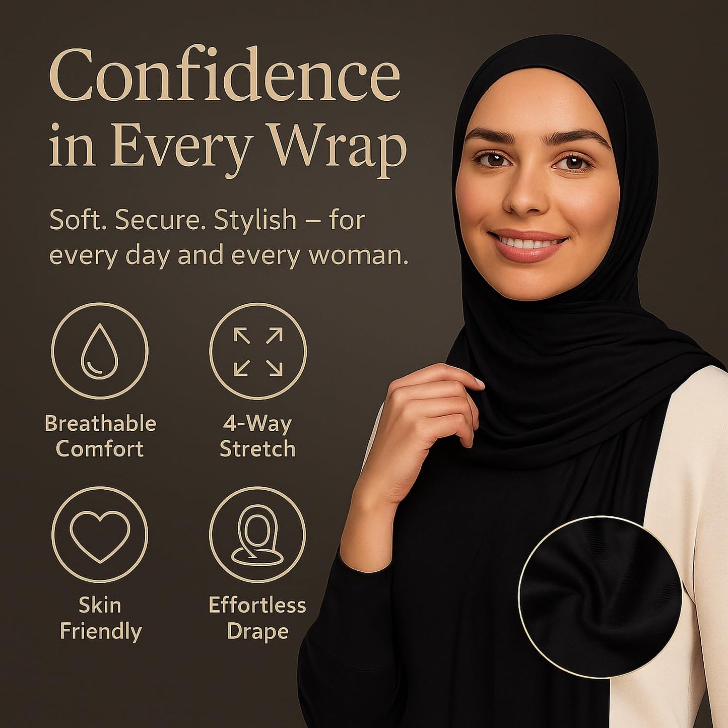 World of Shawls Double Stitched Premium Jersey Hijab for Women Girls Soft Breathable Head Scarf | Non-Slip Modest Wrap for Daily Wear, Prayer Lightweight, Long Islamic Hijab Shawl Made in Turkey
