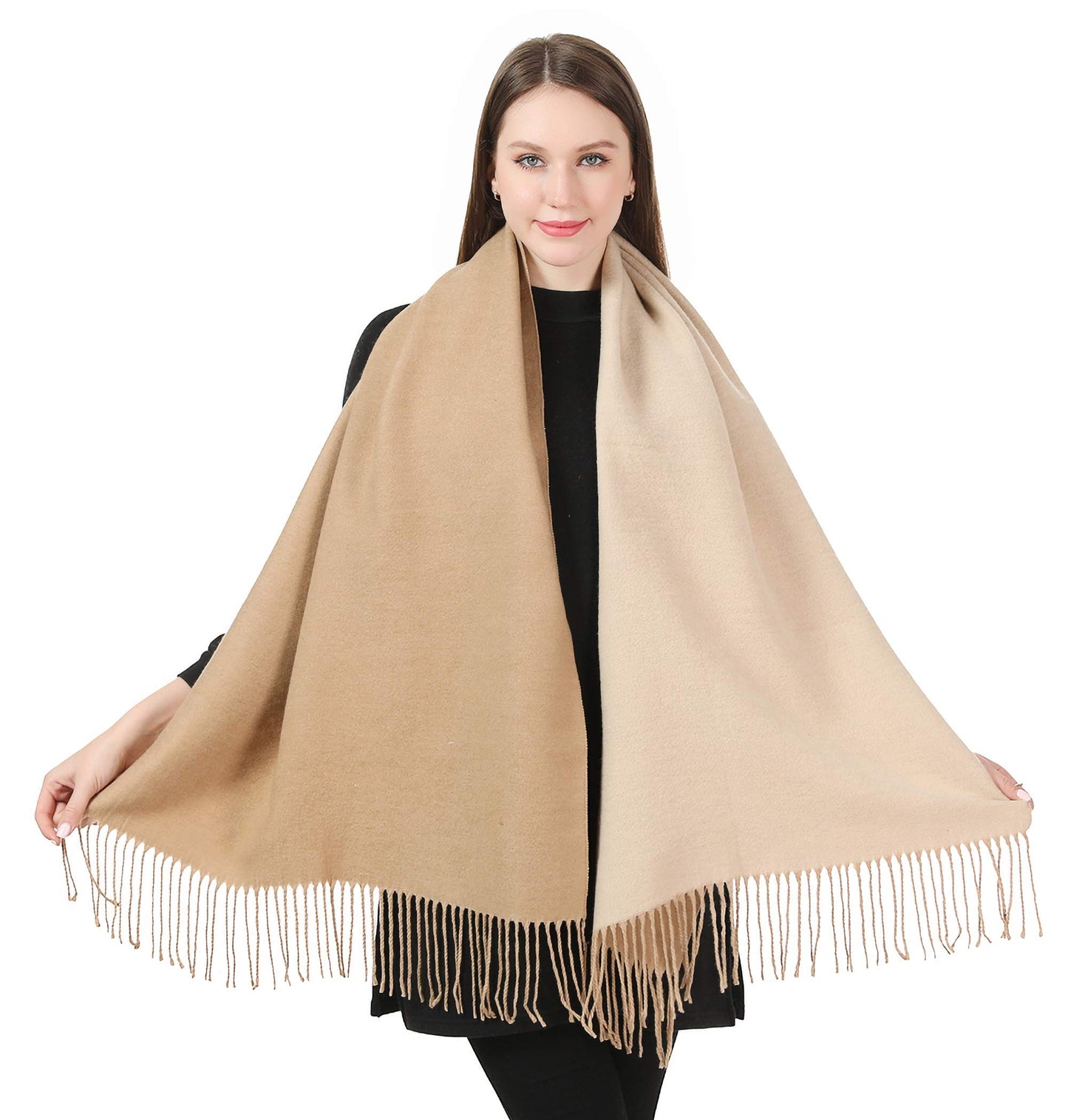 World of Shawls Cashmere-Feel Reversible Winter Scarf – Soft Pashmina Style Shawl Wrap for Women, Long Large Warm Thick Ladies Blanket Scarf