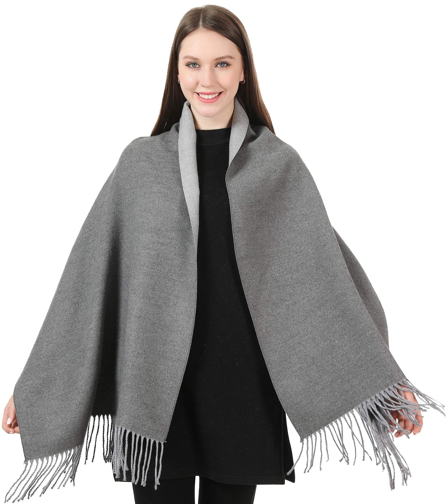 World of Shawls Cashmere-Feel Reversible Winter Scarf – Soft Pashmina Style Shawl Wrap for Women, Long Large Warm Thick Ladies Blanket Scarf