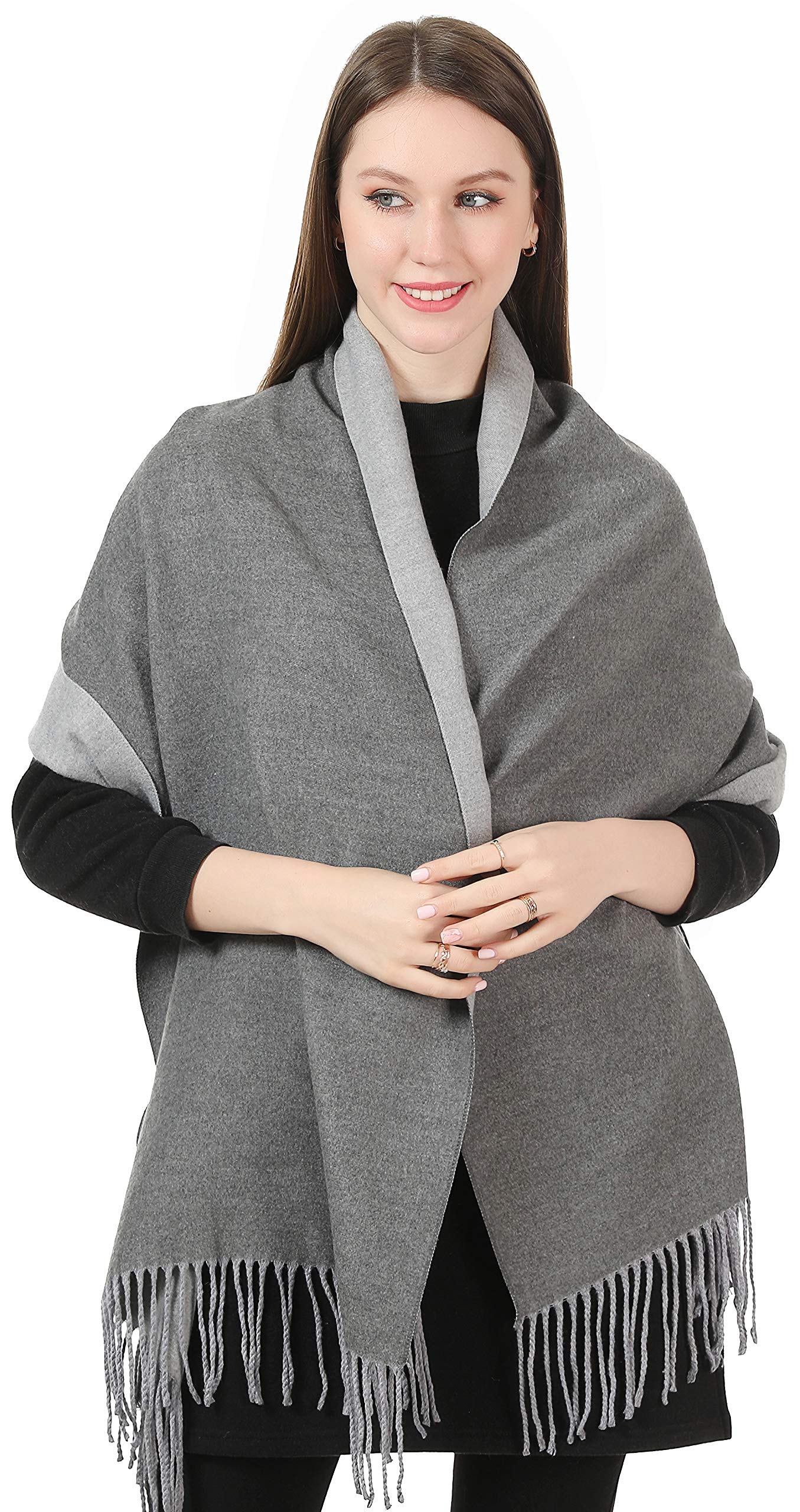 World of Shawls Cashmere-Feel Reversible Winter Scarf – Soft Pashmina Style Shawl Wrap for Women, Long Large Warm Thick Ladies Blanket Scarf