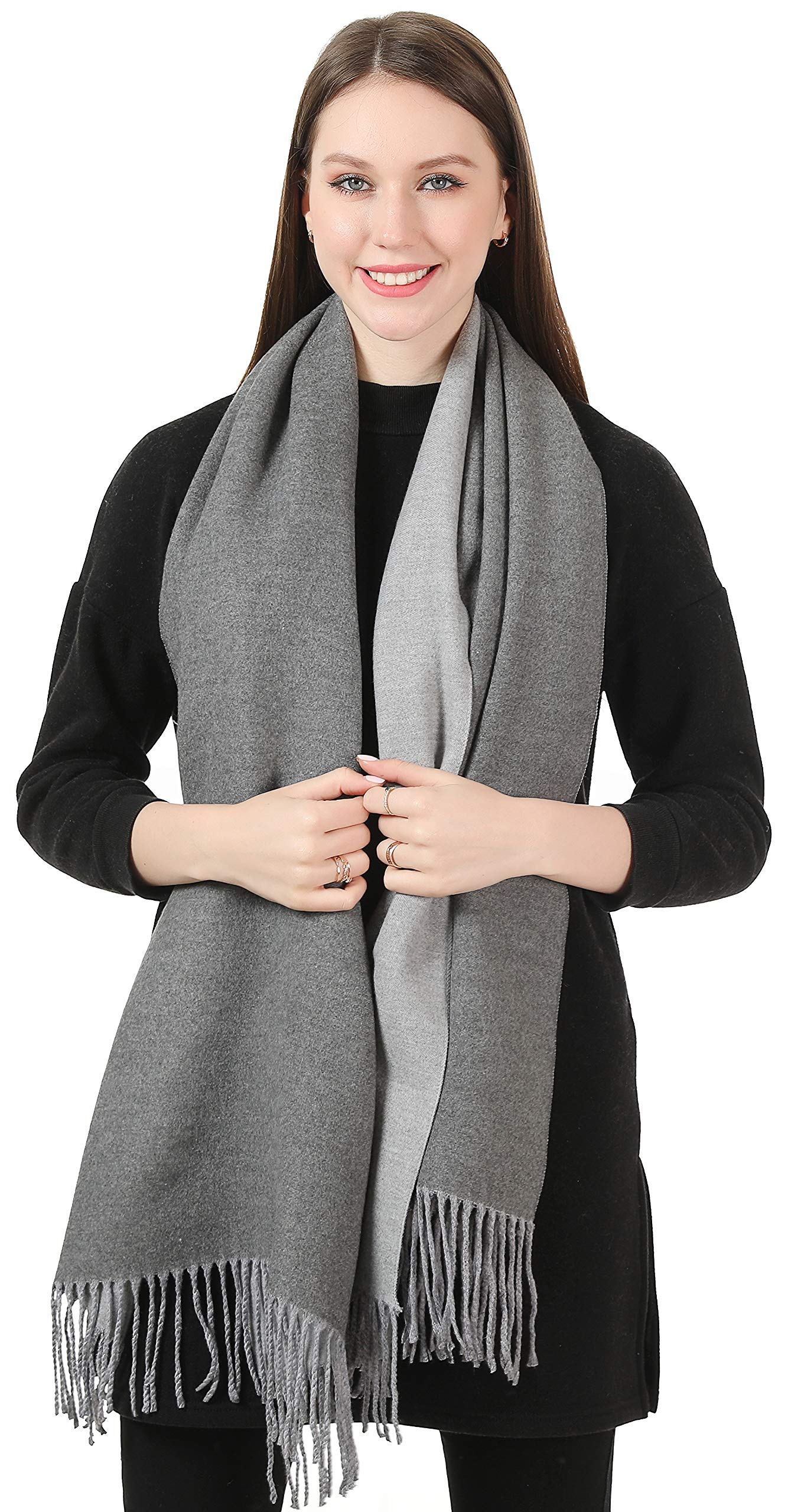 World of Shawls Cashmere-Feel Reversible Winter Scarf – Soft Pashmina Style Shawl Wrap for Women, Long Large Warm Thick Ladies Blanket Scarf