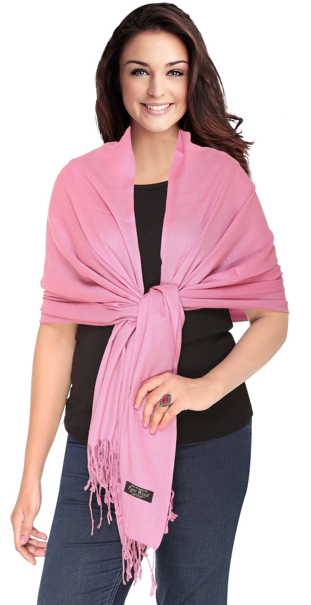 World of Shawls Luxurious Kashmiri 100% Fine Wool Pashmina Shawl Wrap Scarf - 30 Colours Available