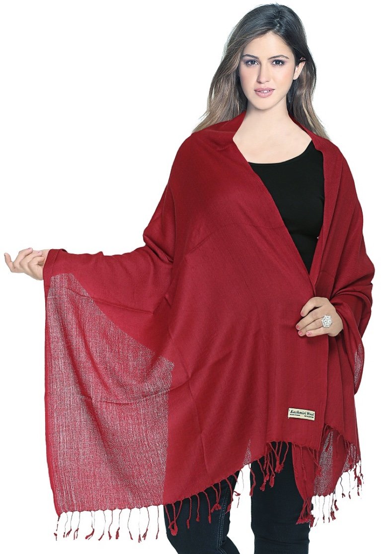 World of Shawls Luxurious Kashmiri 100% Fine Wool Pashmina Shawl Wrap Scarf - 30 Colours Available