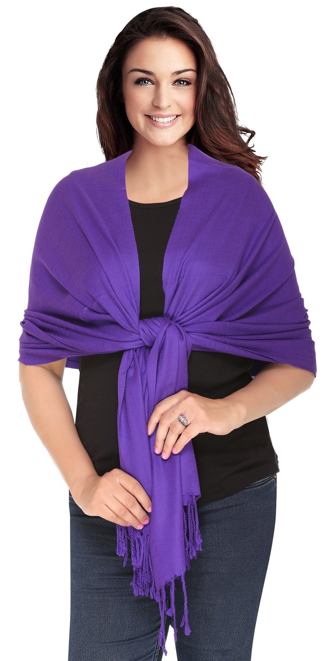 World of Shawls Luxurious Kashmiri 100% Fine Wool Pashmina Shawl Wrap Scarf - 30 Colours Available