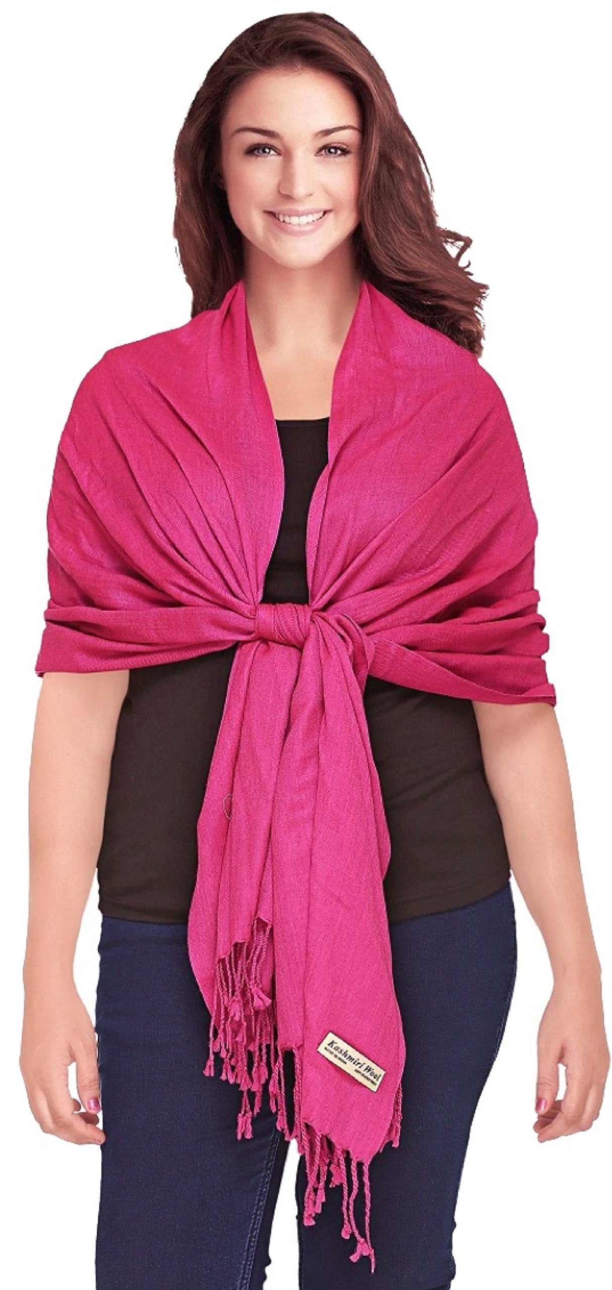 World of Shawls Luxurious Kashmiri 100% Fine Wool Pashmina Shawl Wrap Scarf - 30 Colours Available